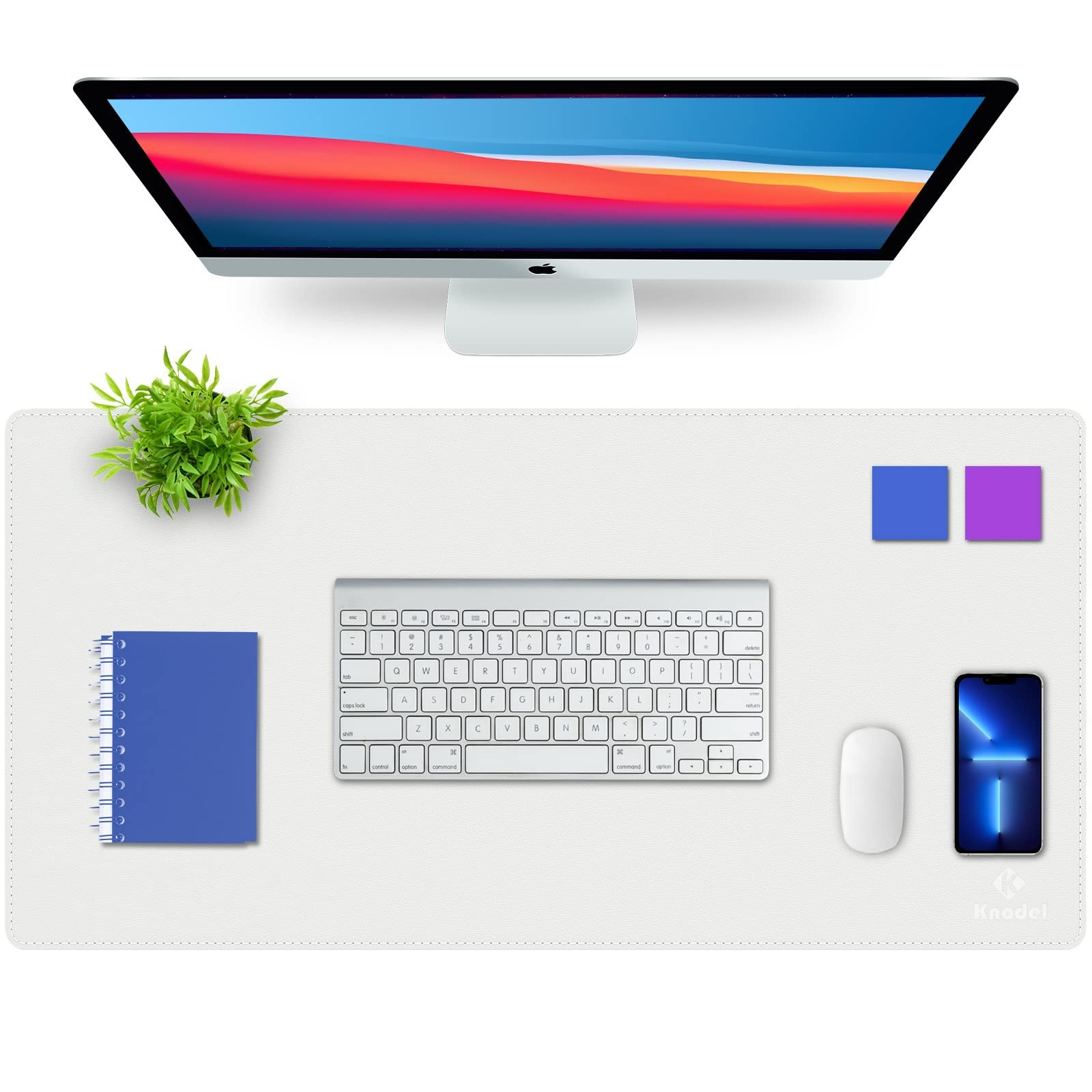 K KNODEL Large Sewing Leather Desk Mat, Desk Pad (White, 31.5" x 15.7") | Mou...