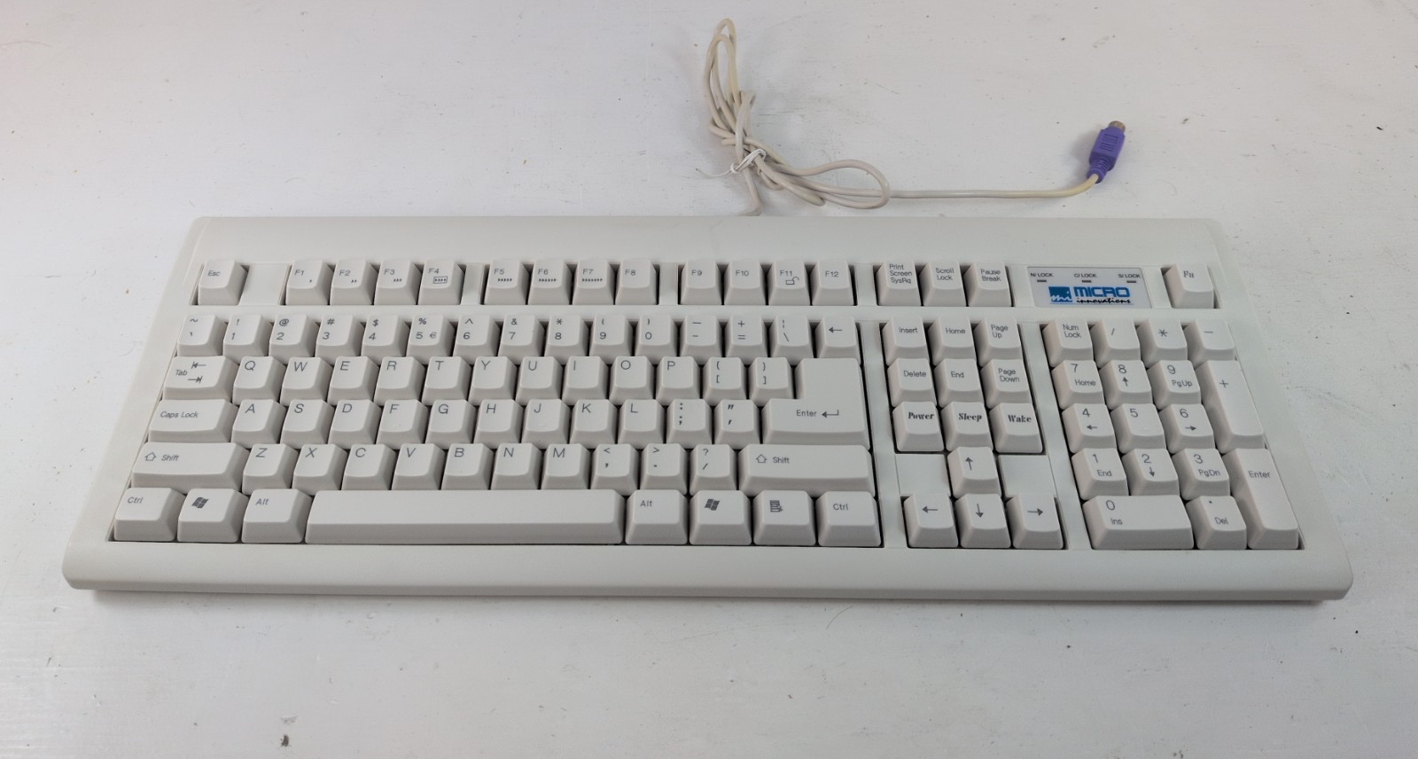 Micro Innovations 108 Key Windows Keyboard Model KB400iw PS/2 Standard Wired