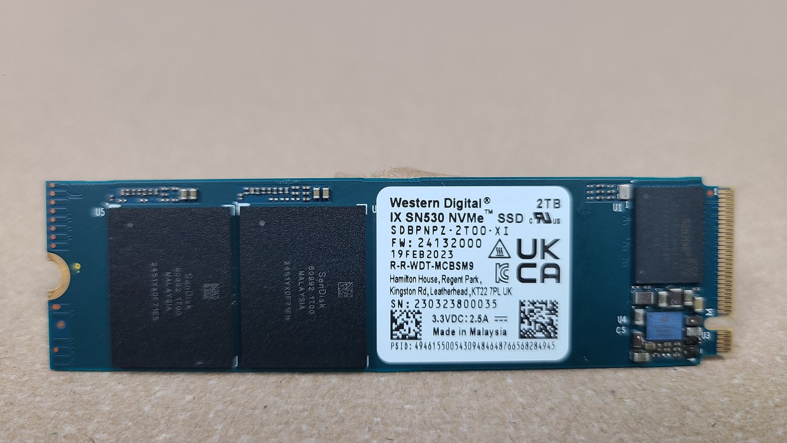 WD/Sandisk D3E024 PoHS 2TB 2280 NVME M.2 SSD SDBPNPZ-2T00-XI (SEE NOTES)