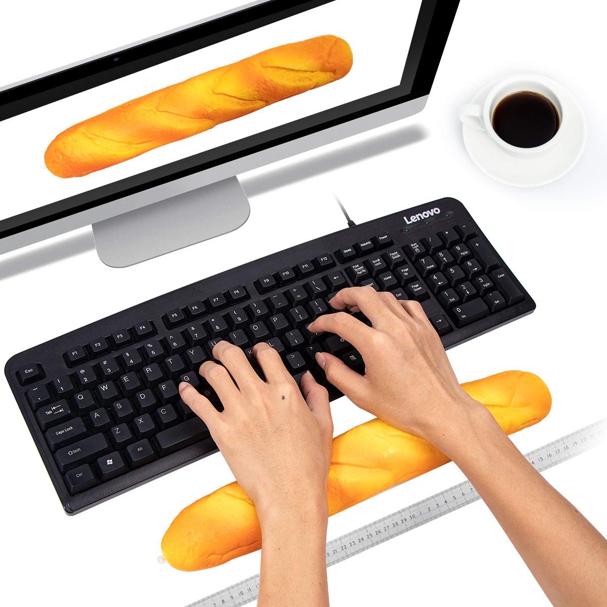 Soft Toast Bread Baguette Shape Anti-Skid One Size, Keyboard Wrist Support