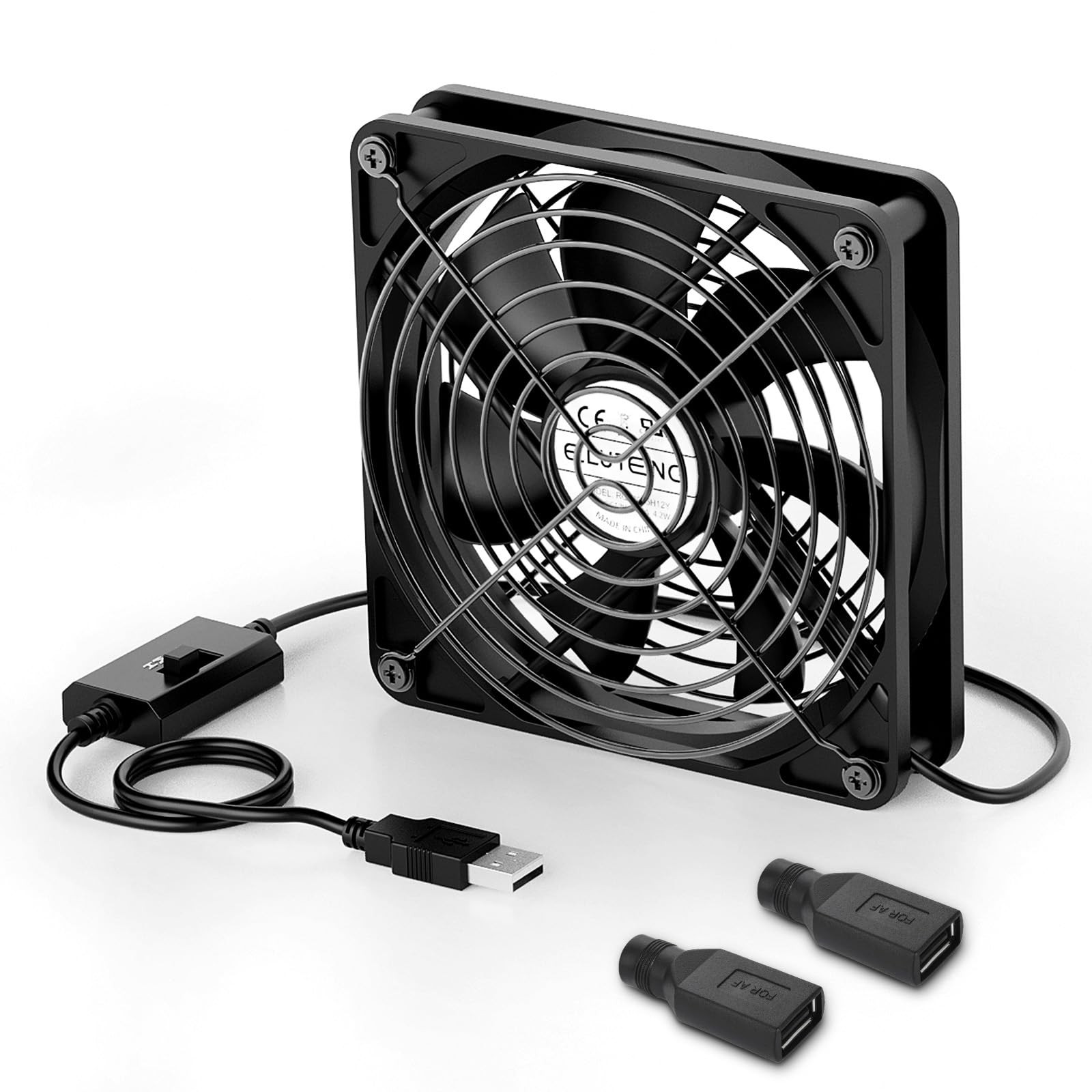 ELUTENG 120mm USB Computer Fan, 5V PC Cooling Fan with 3 Adjustable Speeds