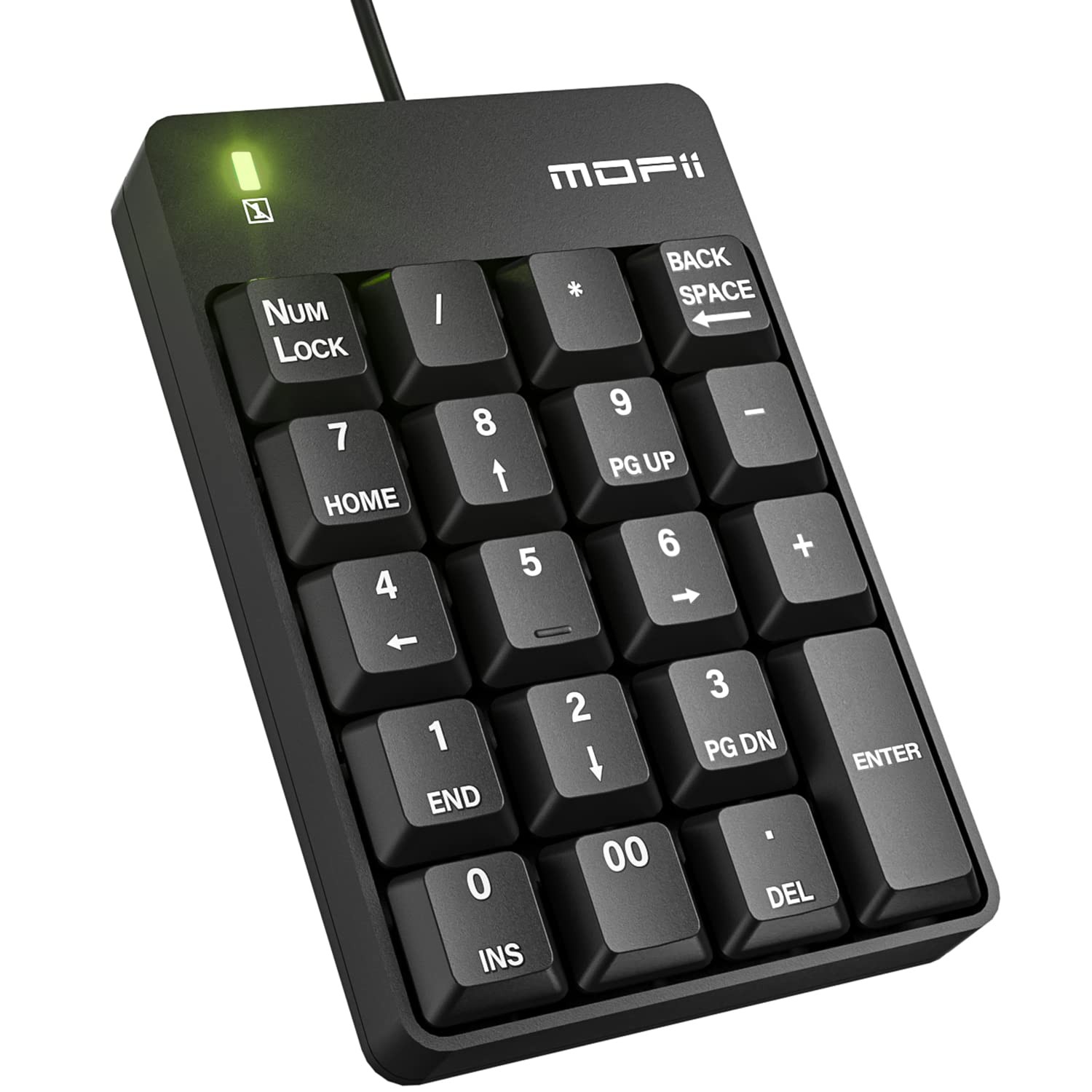 Black Wired Number Pad Numeric Keypad Silent 19 Keys USB Portable Laptop