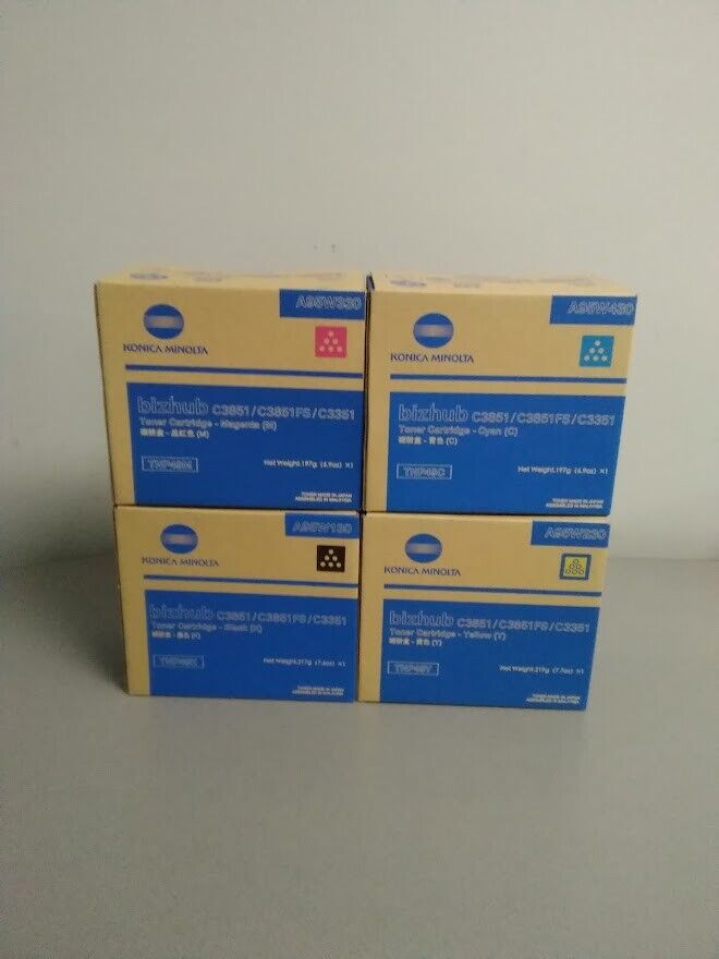 Konica Minolta TNP49 Toner Cartridge Set Yellow Magenta Cyan Blak, bizhub C3351
