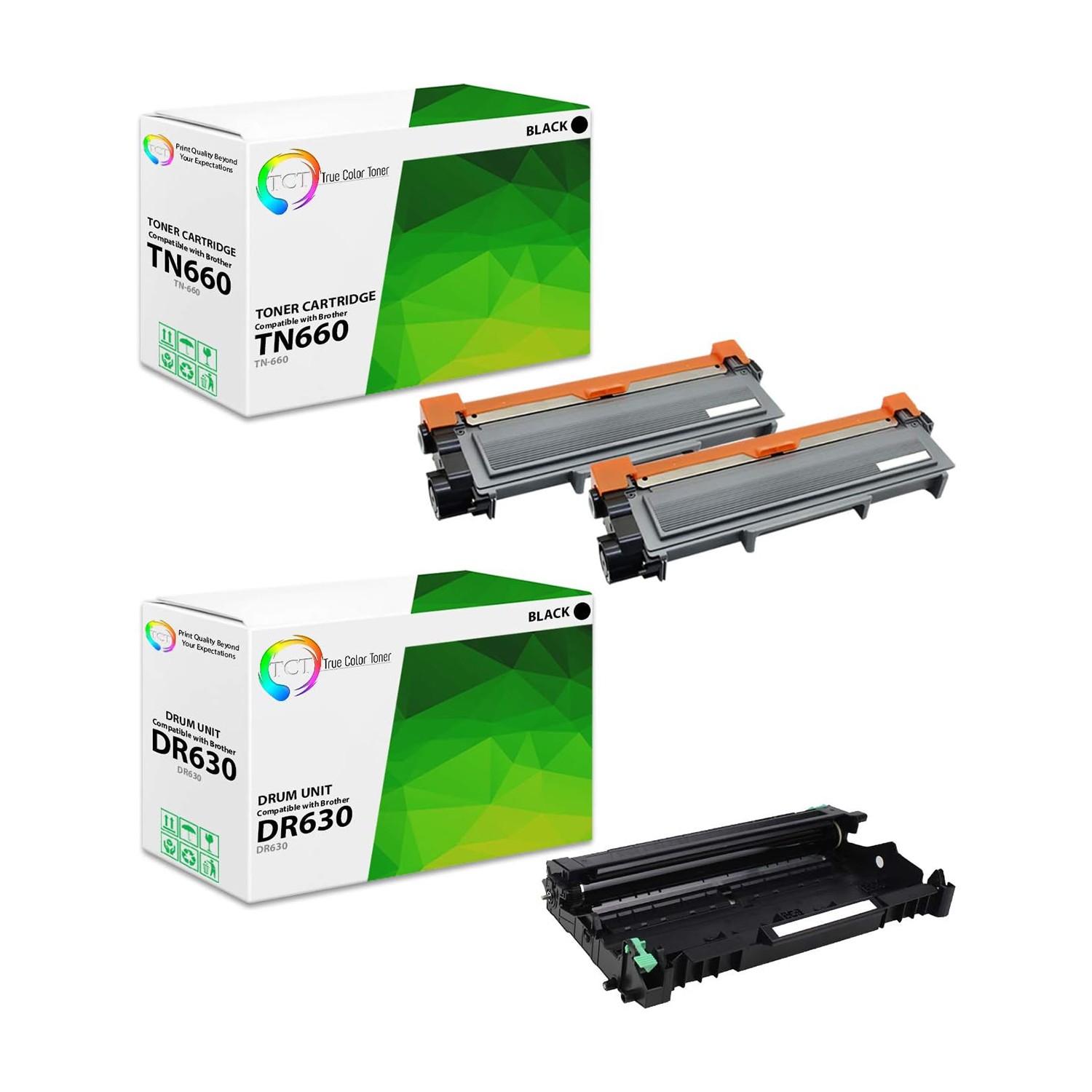 3Pk TCT TN660 HY & DR630 For Brother DCP L2540dw Compatible Drum & Toner Set