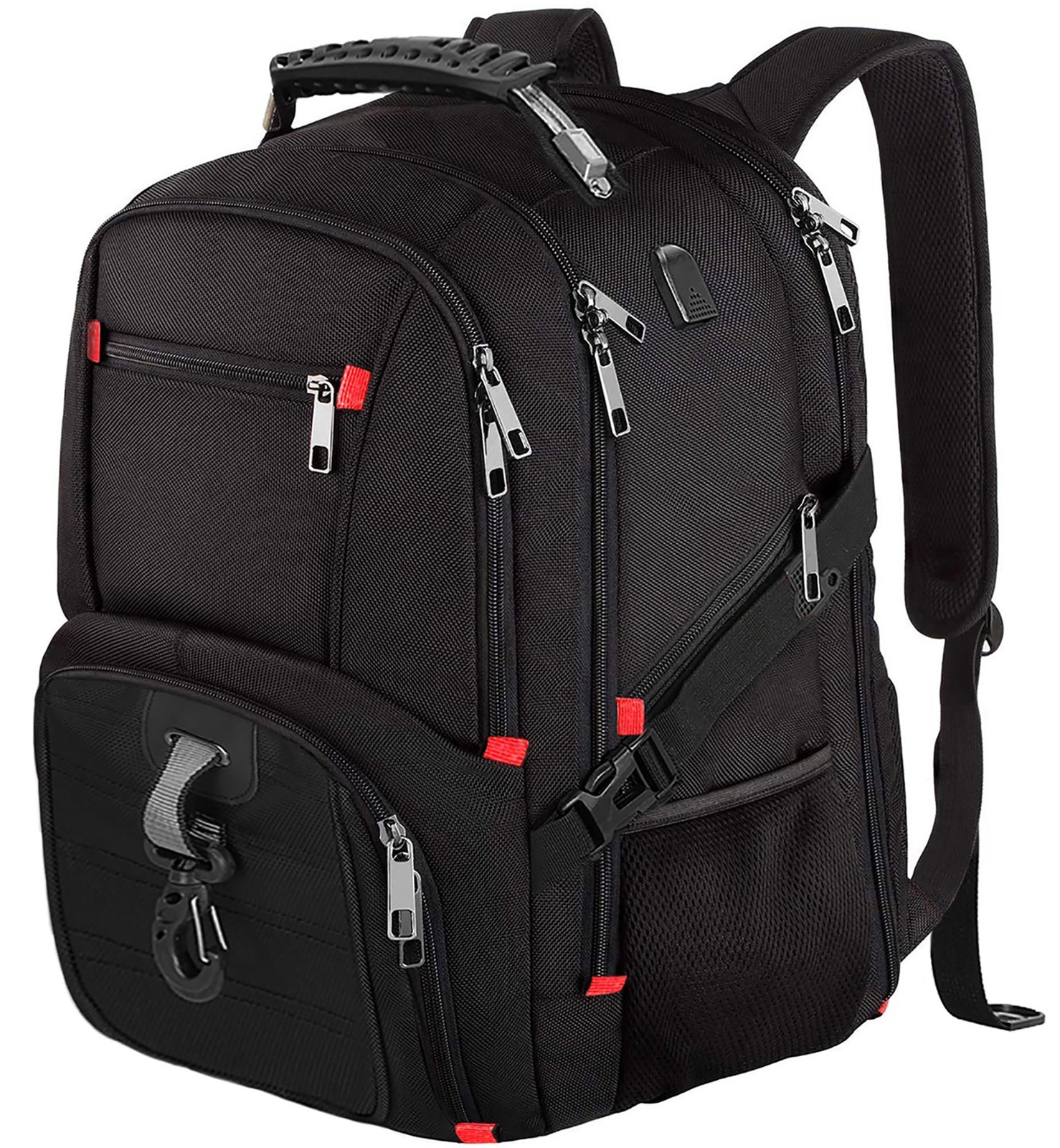 HuaChen Extra Large 50L Travel Laptop Backpack With USB X-Large, Black