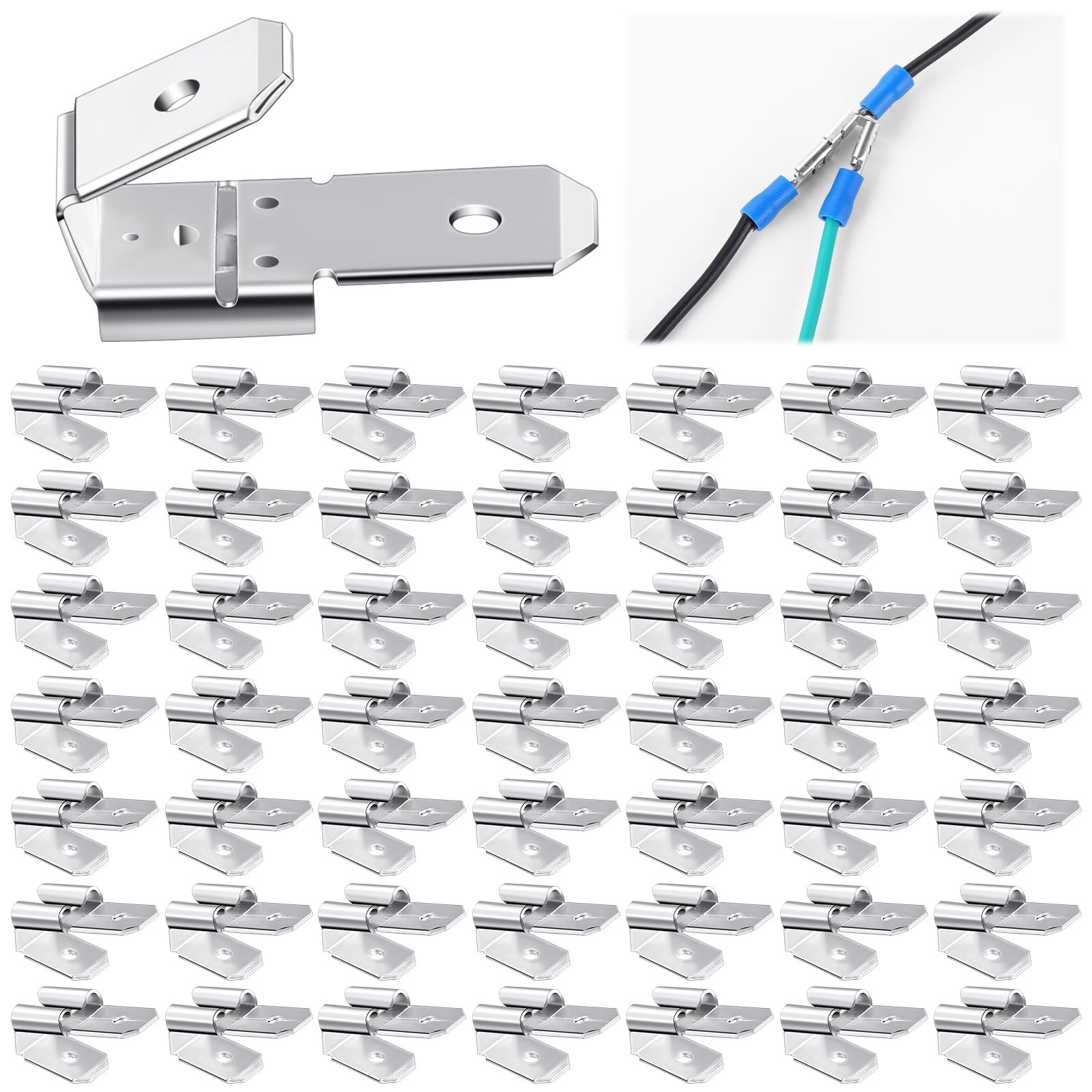 Tellegloww 50 Pcs Double Piggyback Spade Connectors Electrical Double Male Femal