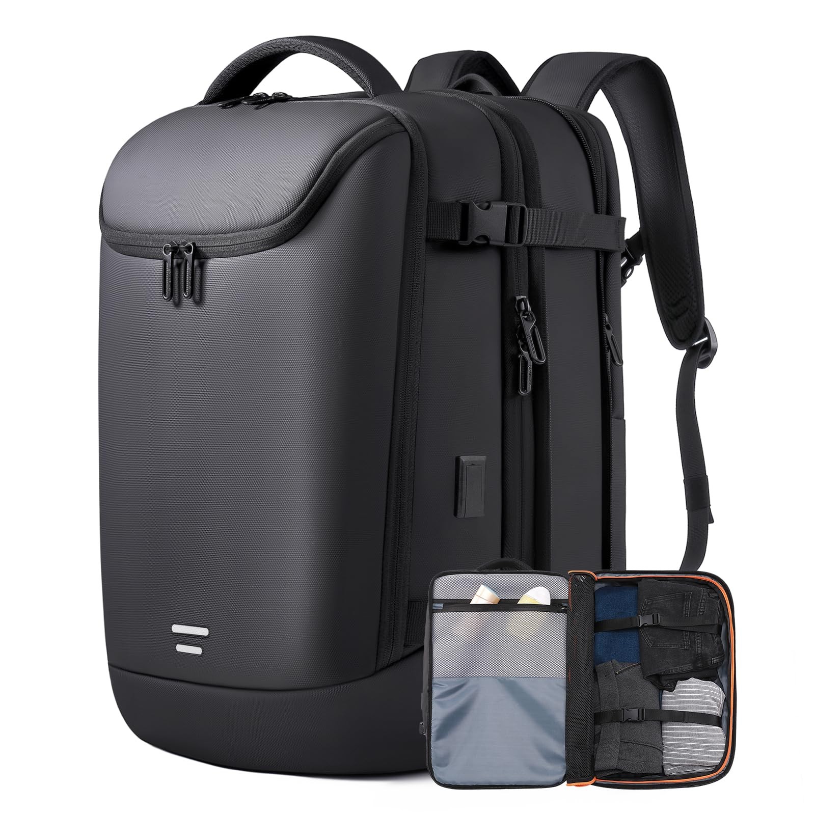 TANGCORLE Travel Carry on Backpack 50L Expandable Flight Approved 50L, Black