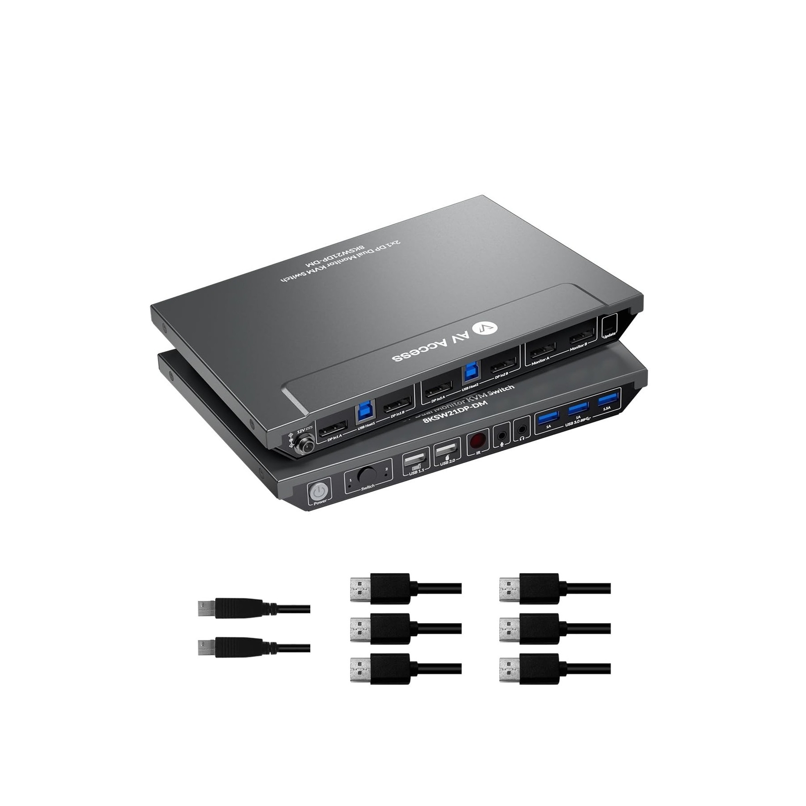 AV Access KVM Switch 2 Computers 2 Monitors DisplayPort 8K@60Hz 4K@165hz/144h...