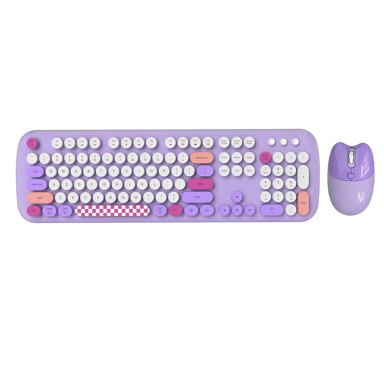 SaharaCase Wireless Ergonomic Keyboard and Laser Mouse Combo, Purple (KB12)