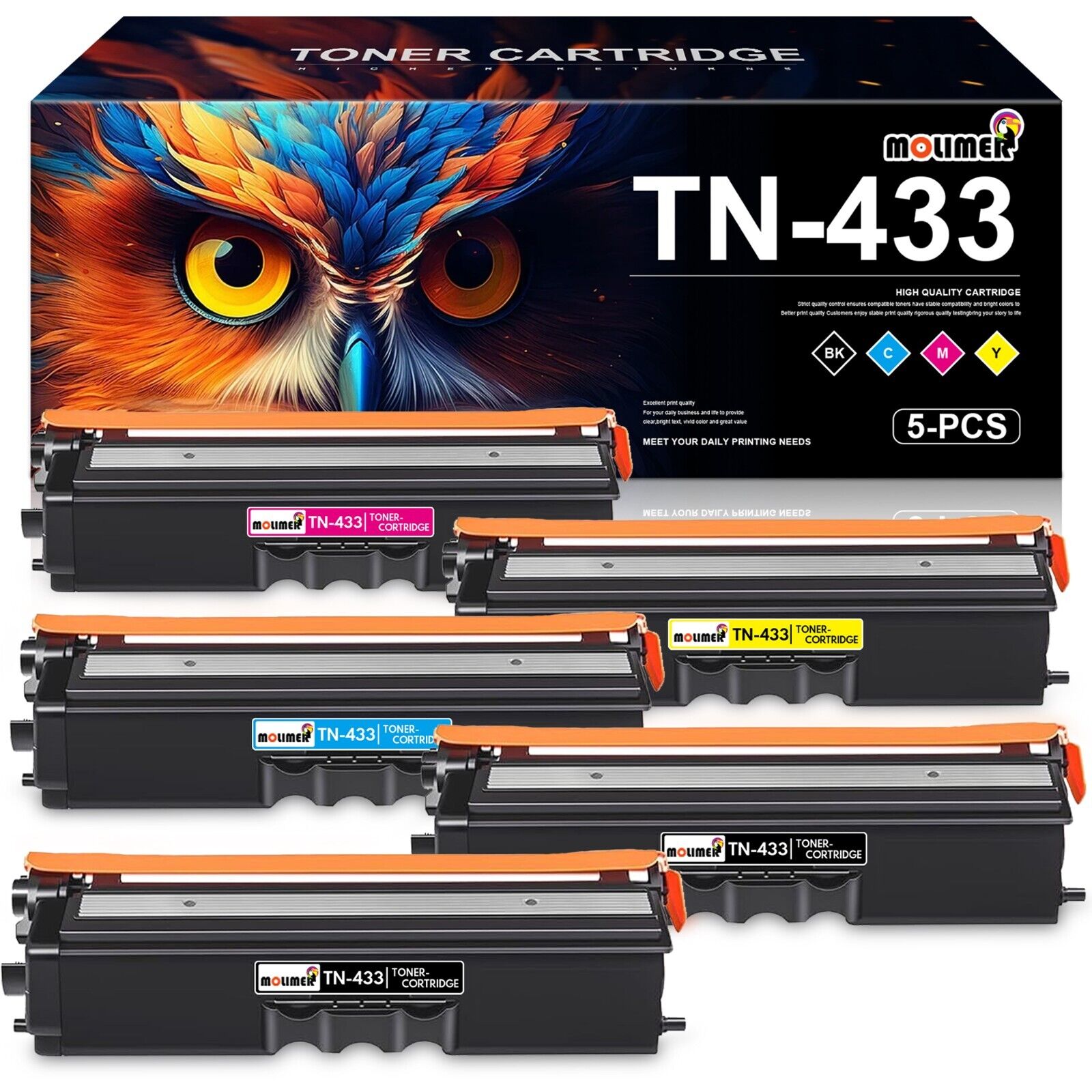 High Yield TN433 Toner Replacement for Brother  TN433 TN431 TN436 2BK/1C/1Y/1M