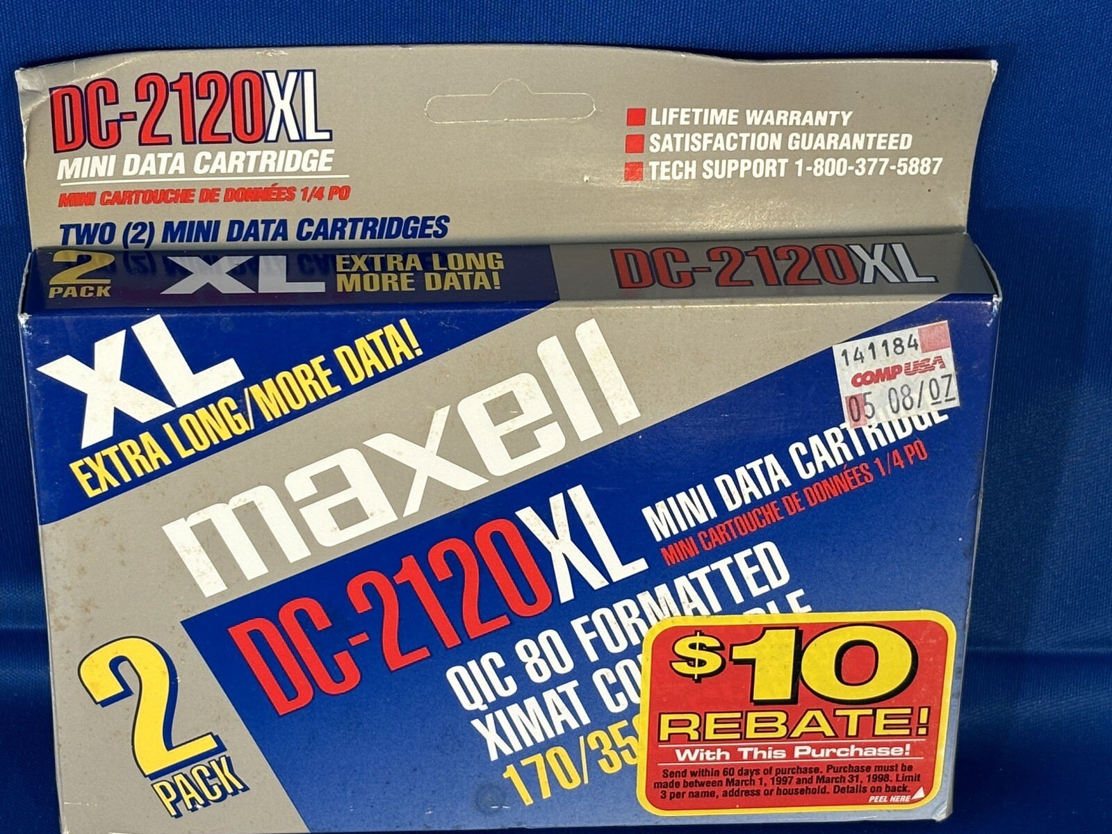Maxell D- 2120XL Mini Data Cartridges Backup Tape 170/350 MB 2pk - NEW Sealed