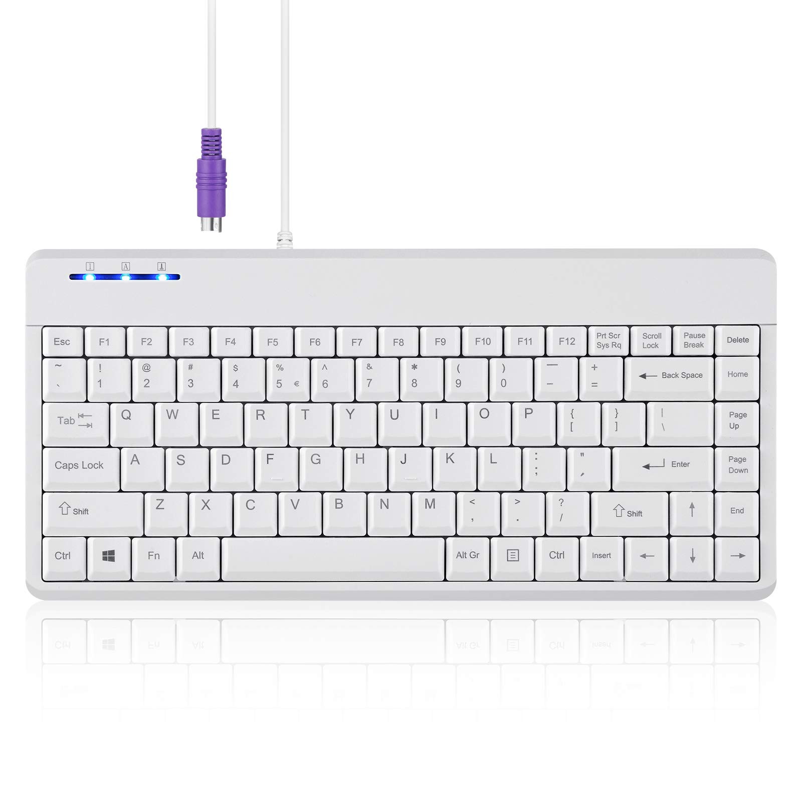 Perixx PERIBOARD-409PW Wired PS2 Mini Keyboard - 12.36x5.75x0.79 inches Dimensio