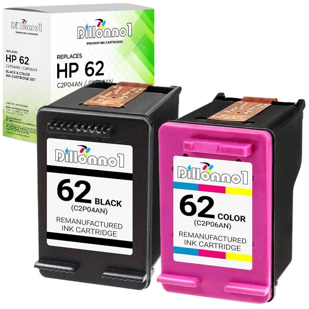 2PK for HP 62 (C2P04AN) Black (C2P06AN) Color Ink for HP ENVY 5660 7640 7645