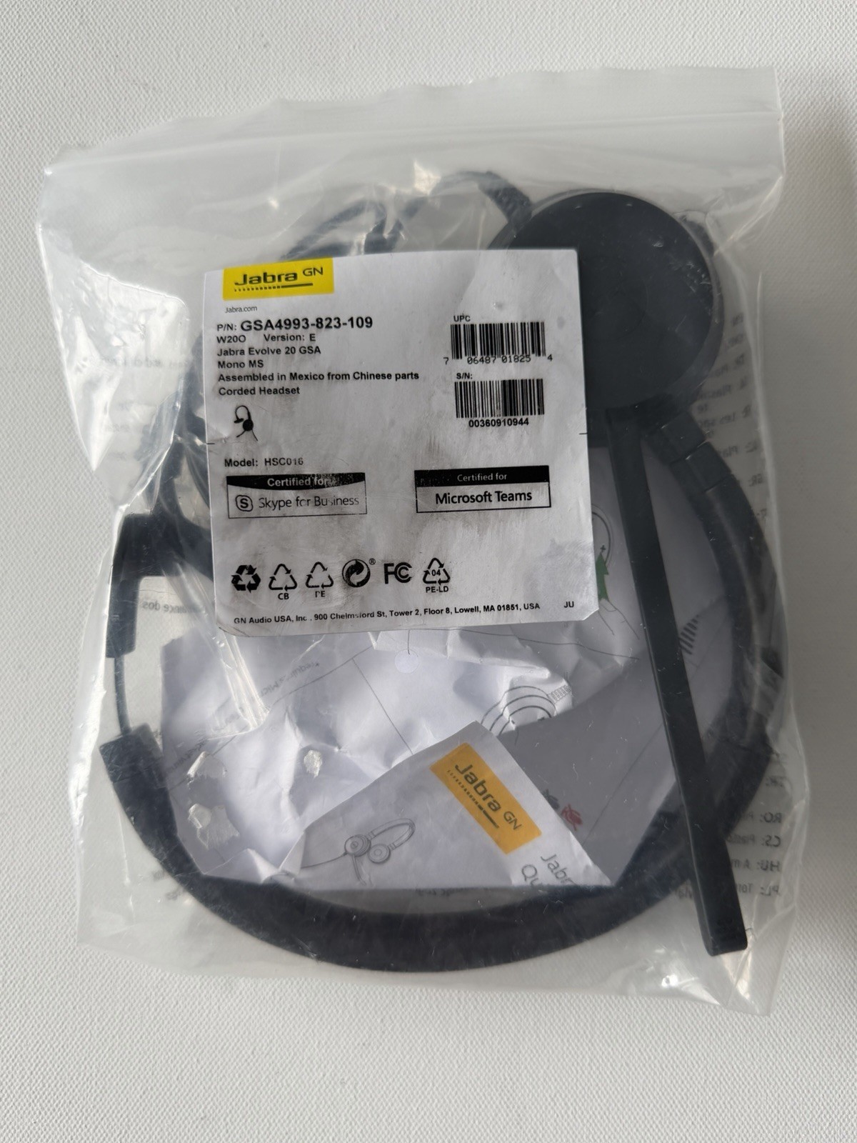 Jabra Evolve 20 SE GSA (HSC016) - Stereo headset (GSA4999-823-309)