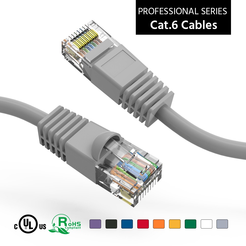 20 Pack of 50Ft CAT6 UTP Ethernet Network Booted Cable 10-100 Feet Gray