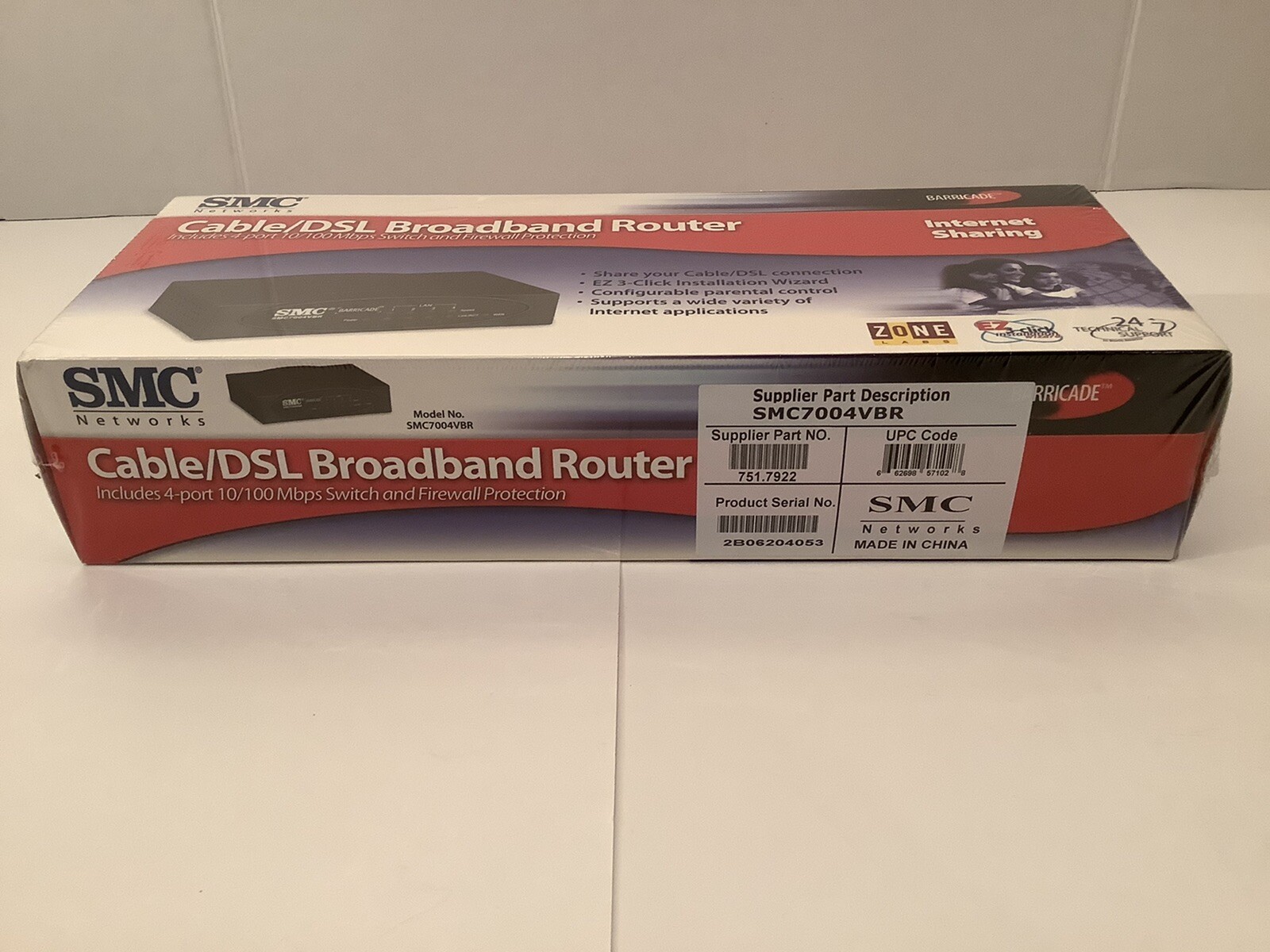 SMC BARRICADE CABLE DSL BROADBAND ROUTER SMC7004VBR 4-PORT FIREWALL NEW & SEALED
