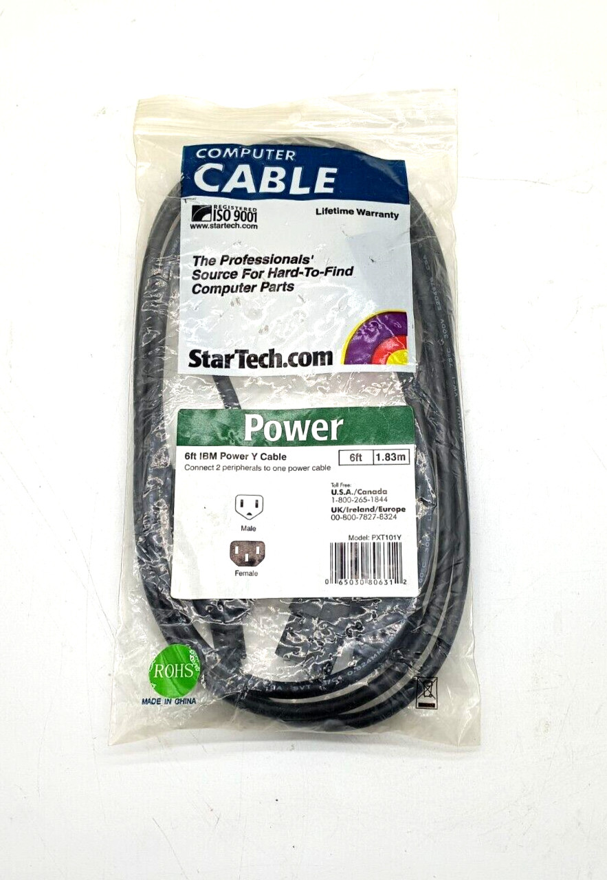 StarTech 6 ft IBM Power Y Splitter Cable Model PXT101Y New