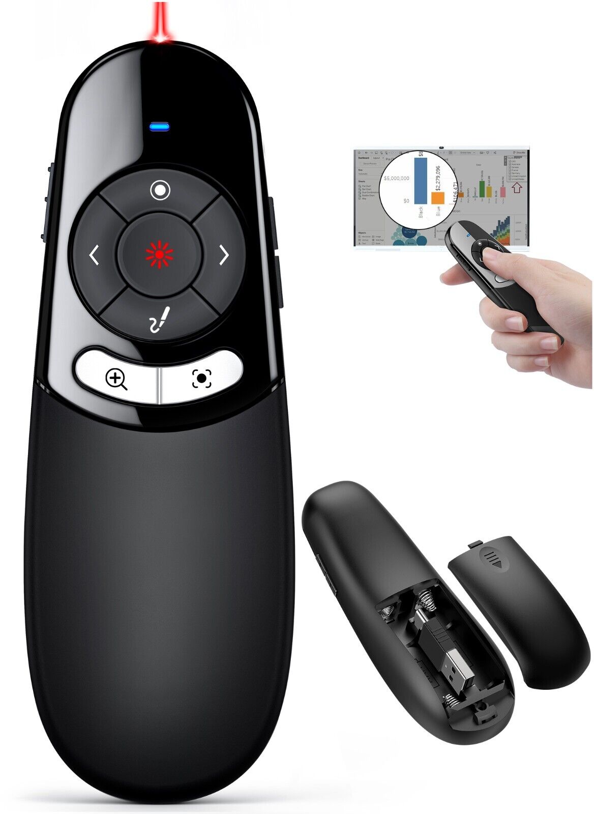 For PC Power point Presentation Remote Wireless Presenter Laser Pointer Clicker