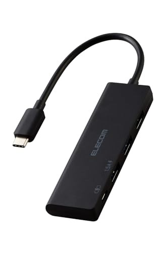 Elecom U3HC-H040PBK USB Hub  4-in-1 USB-C Connection  3 USB-A  1 USB-C  Charging