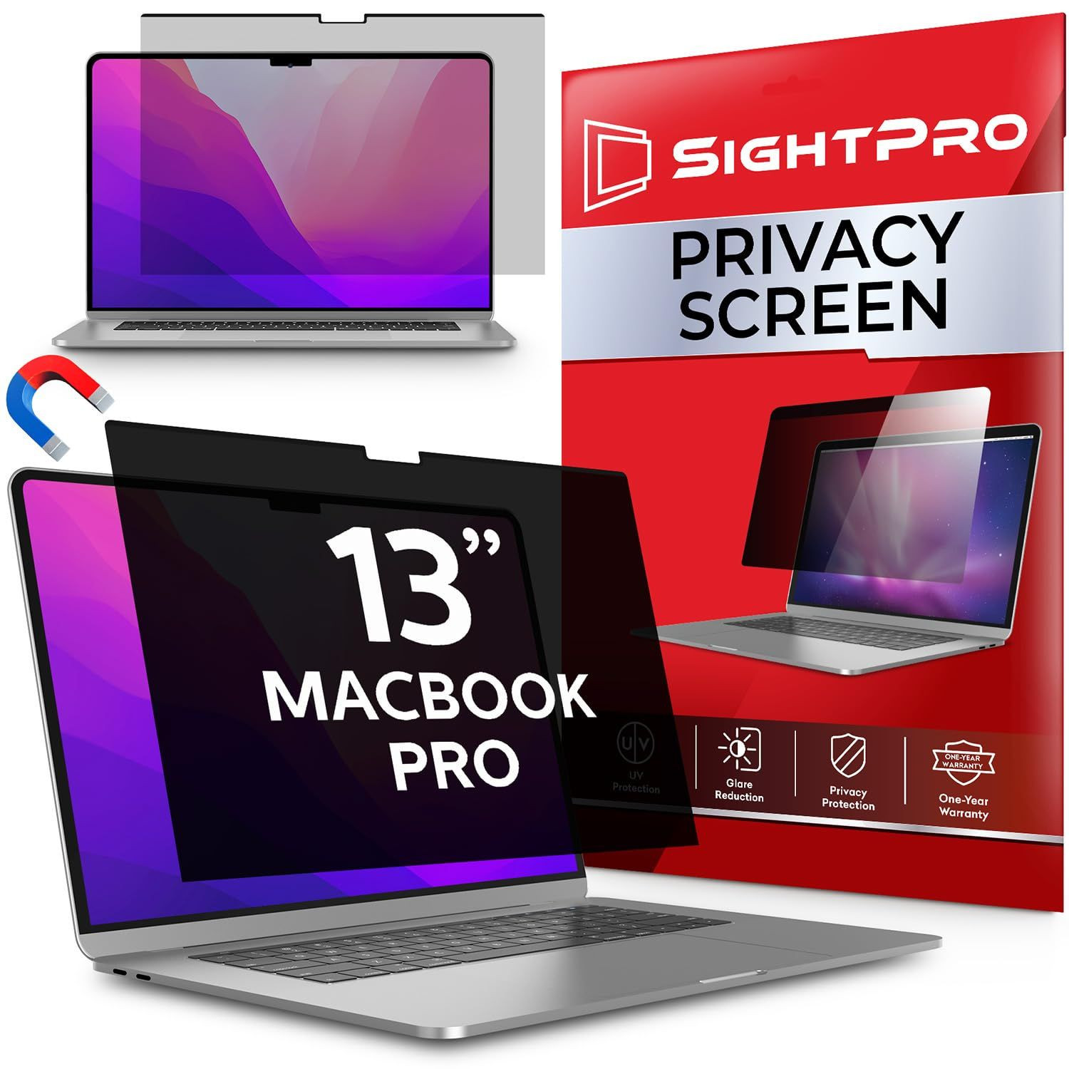SightPro Magnetic Privacy MacBook Pro 13 Inch (2016-2022, M1, M2), Black 