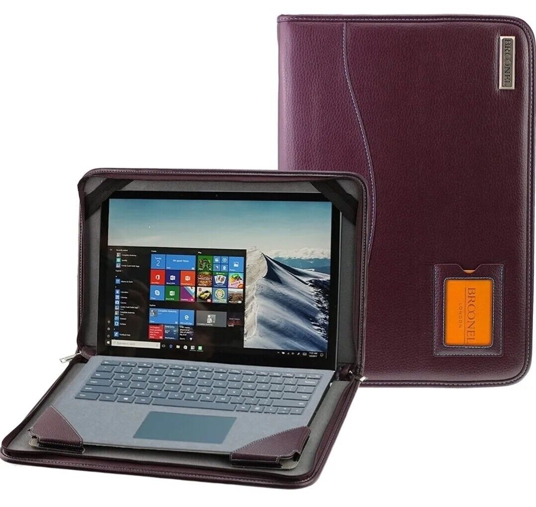 Broonel Contour Series Burgundy Leather Heavy Duty Zipped Case Laptop 15