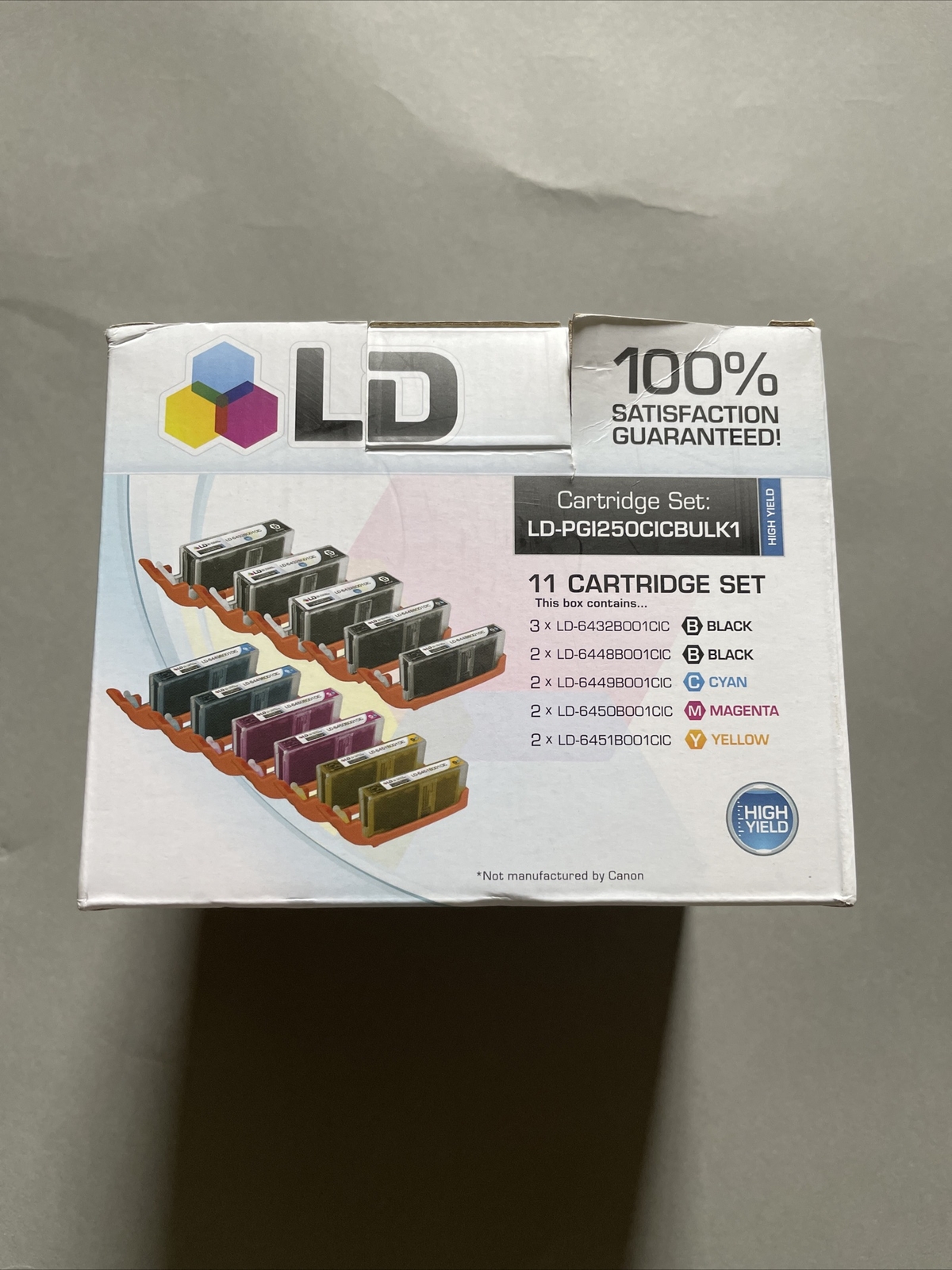 LD Canon Compatible 11-Cartridge Set Of 9 LD-PG125OCICBULK1 Yellow Magenta Black