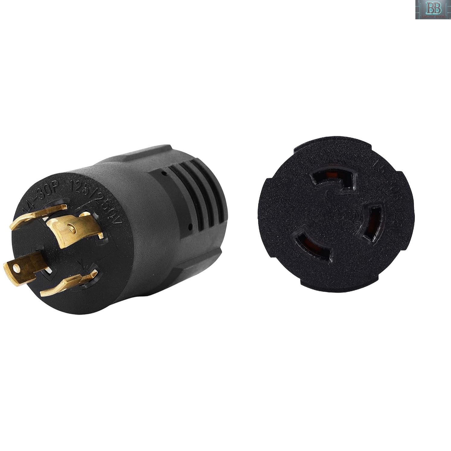 NEMA L14-30P to L5-30R 30 Amp Compact Twist Lock Power Adapter for Generators