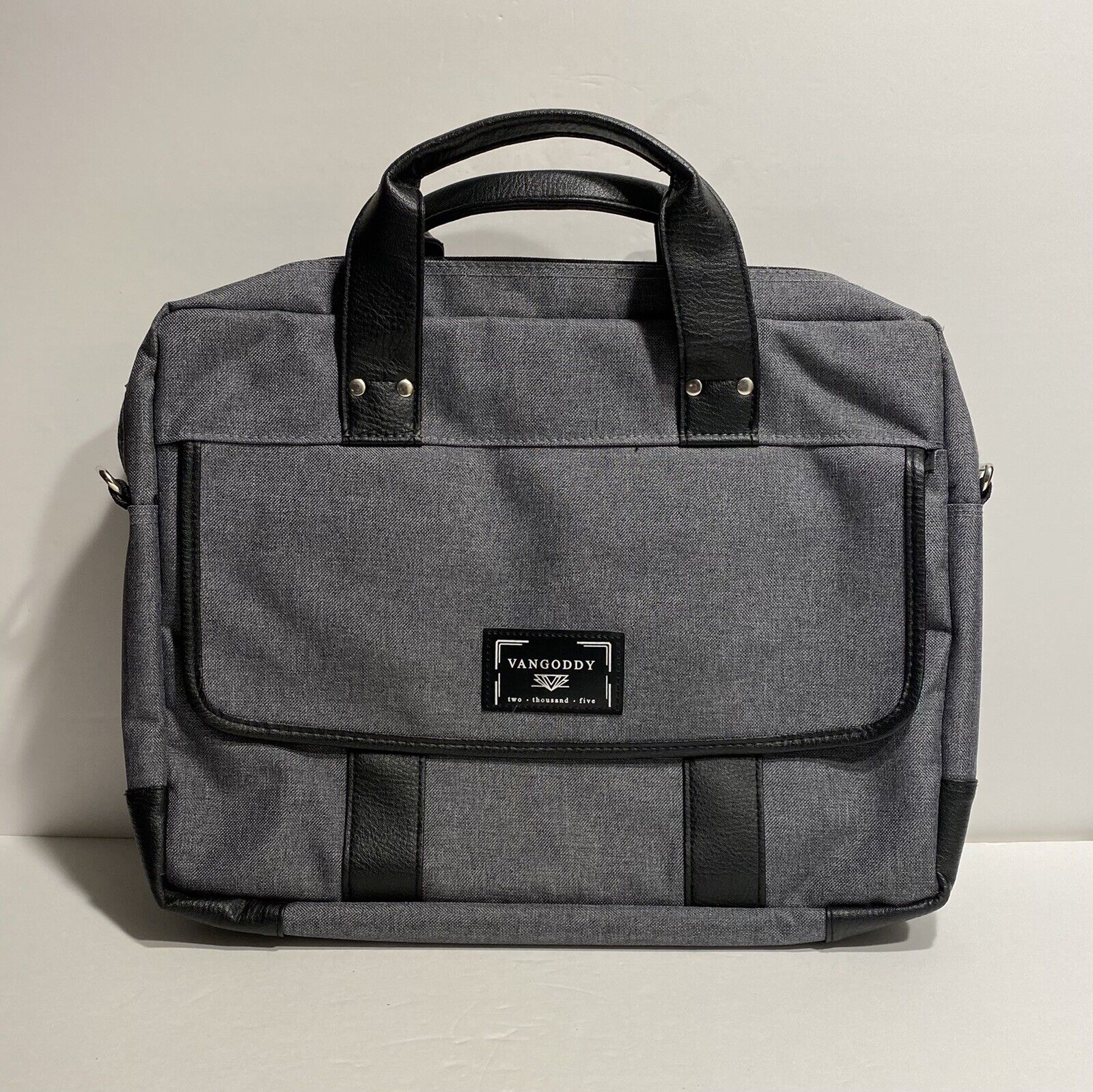 Laptop Messenger Travel School Bag Briefcase Grey Black VanGoddy *READ