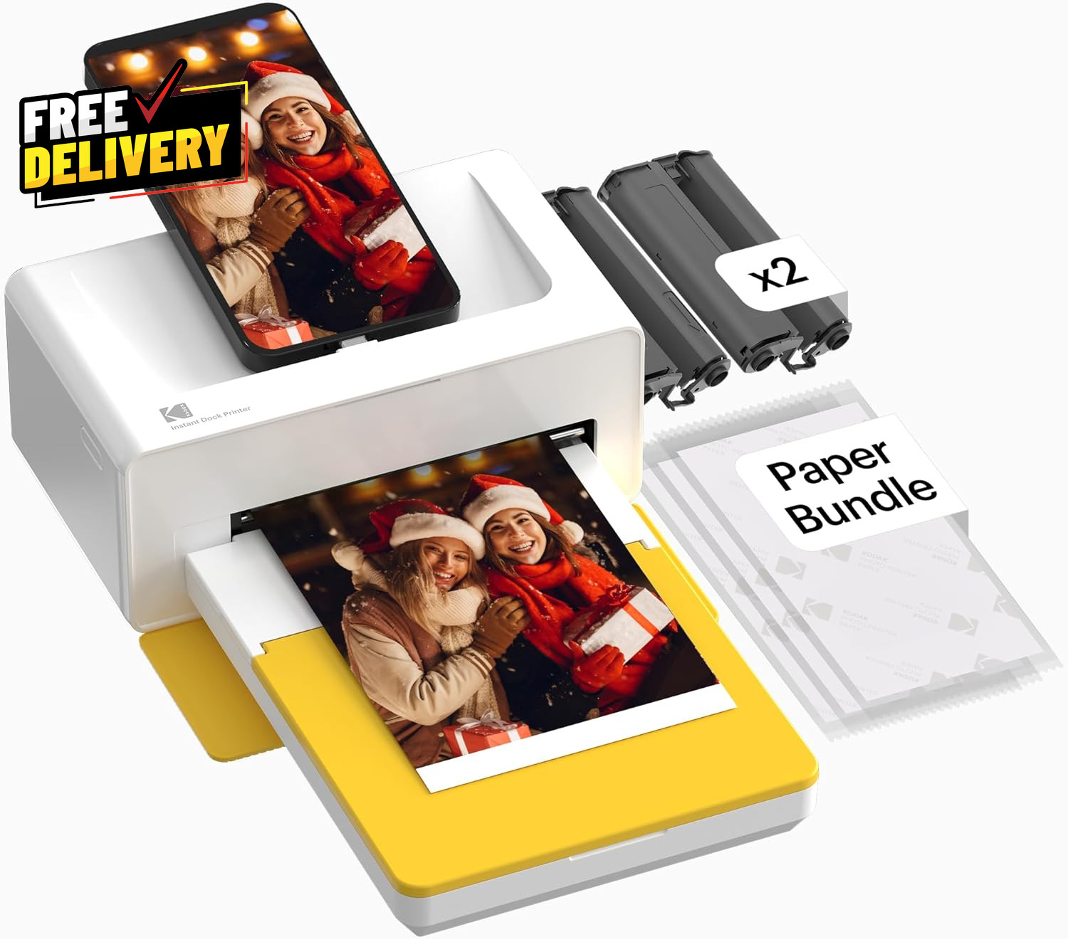 Portable 4x6 Photo Printer Bluetooth 2-in-1 with Dock for iPhone Android…