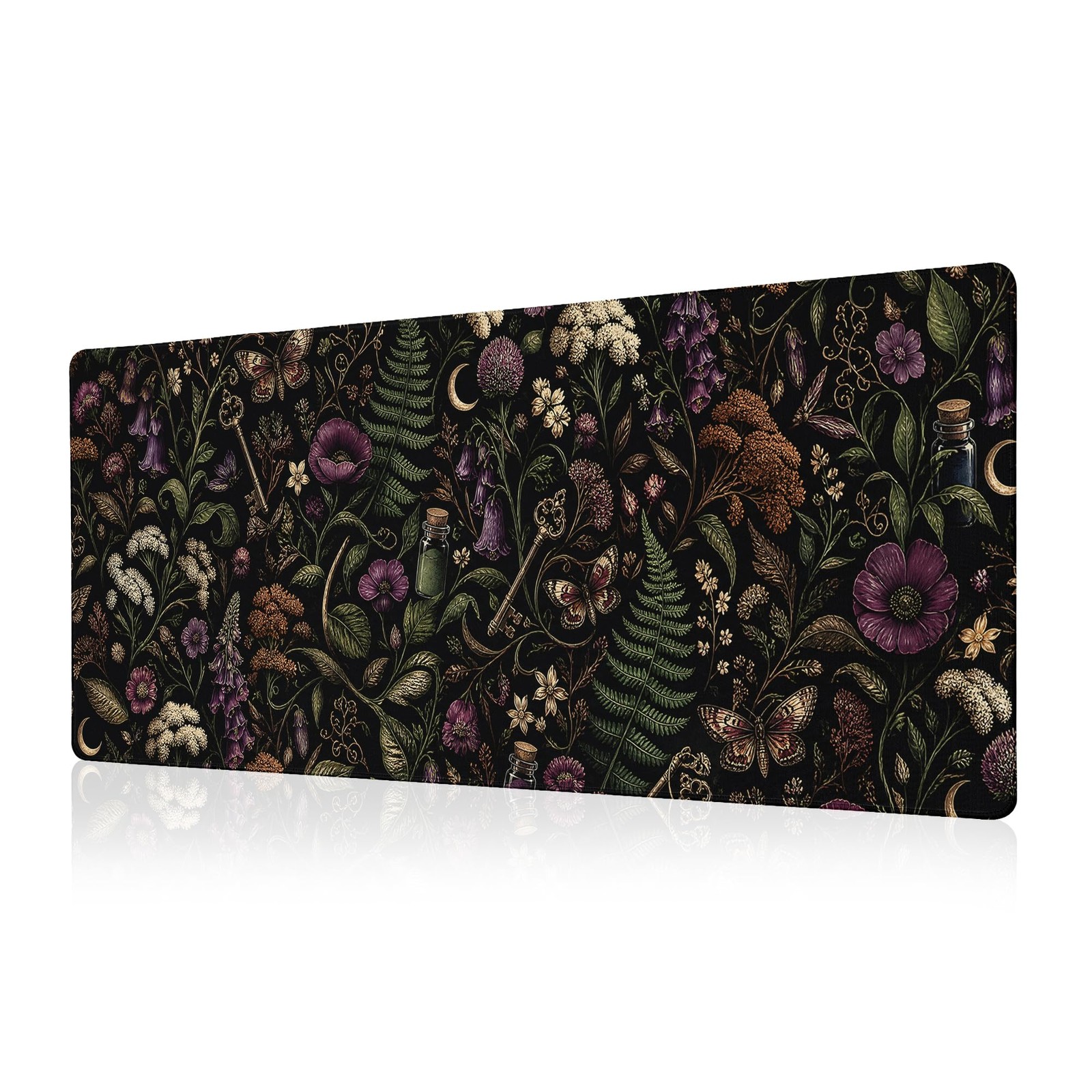 Goth Floral Black Mystical Pad Desk Mat XL Extended Large Gaming Desk Pad Mou...