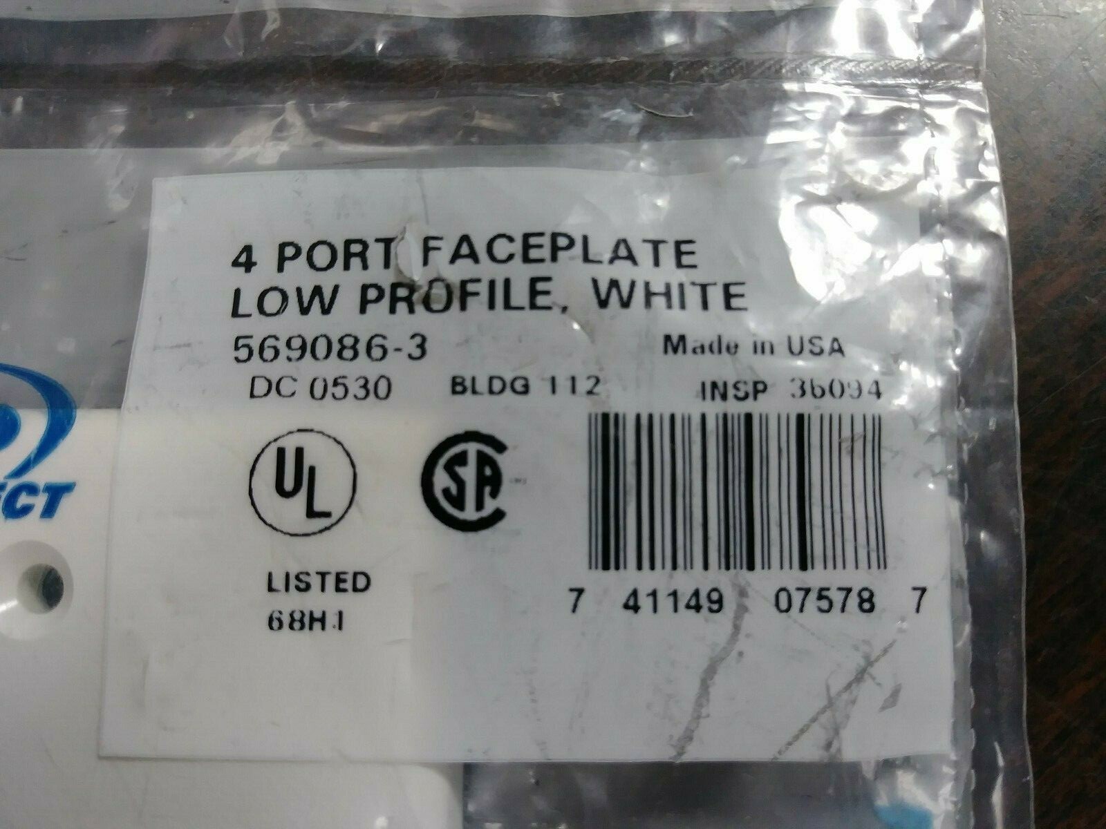 AMP NETCONNECT 569086-3 FACEPLATE 4 PORT LOW PROFILE WHITE NEW IN PACK LOT OF 3