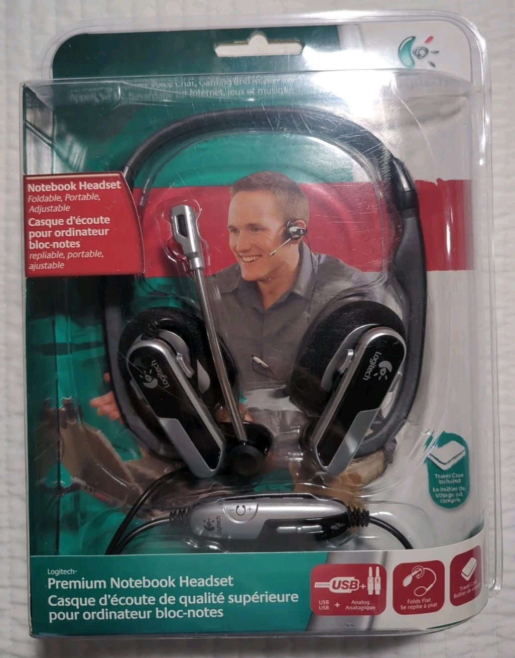 New Logitech Premium Notebook Silver/Black Neckband Headset 980445-0403