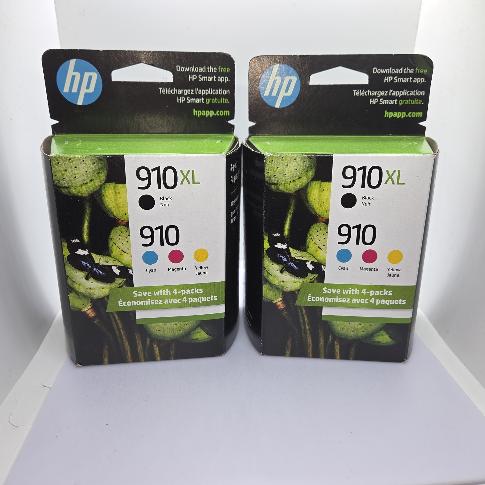 Lot Of 2 HP 910XL 910 Cartridge 4-Pack Black & Color Ink New Sealed Exp 2/26
