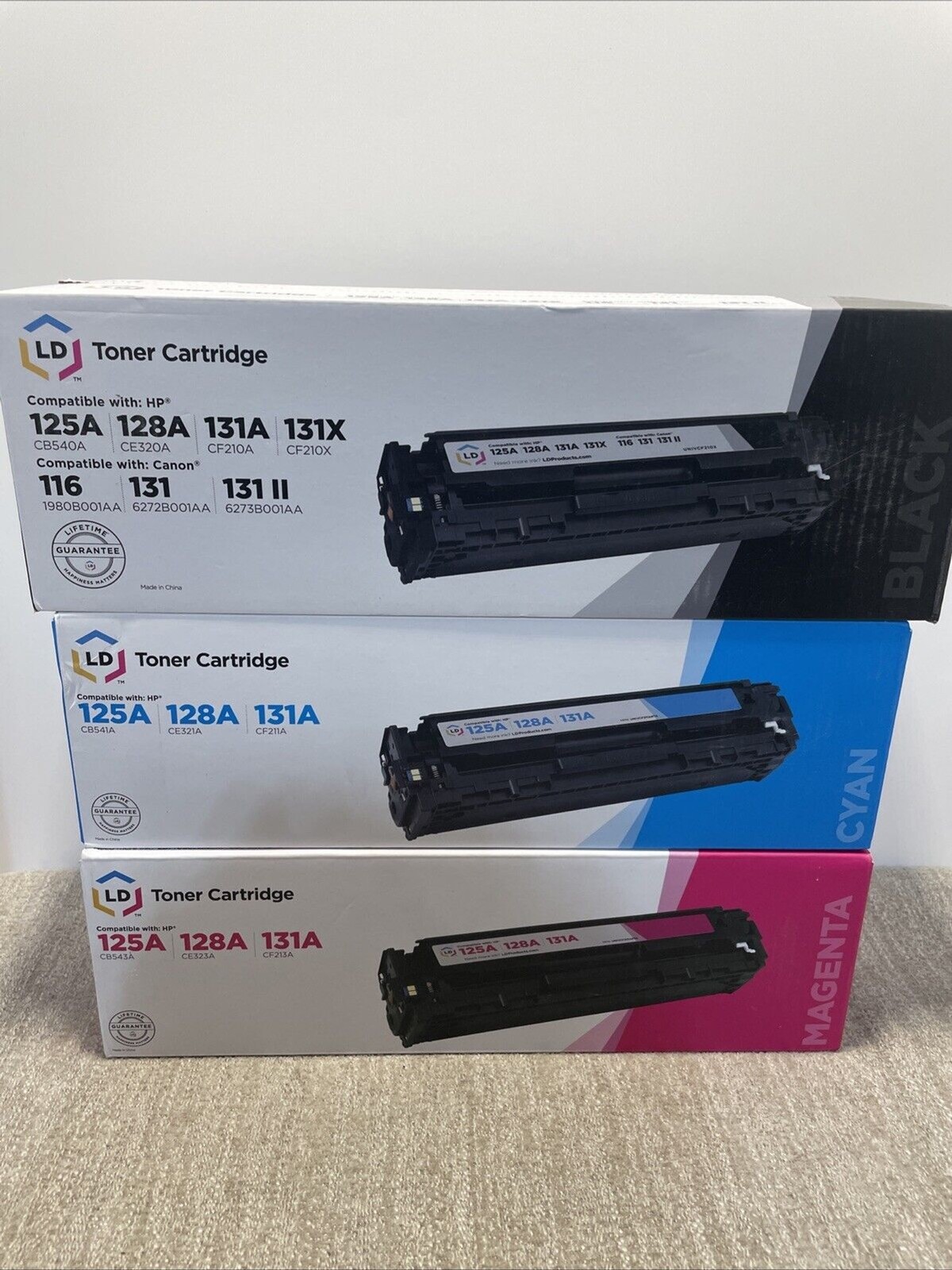 HP 125A Replacement Toner Cartridge Box Black Magenta Cyan Compatible With HP