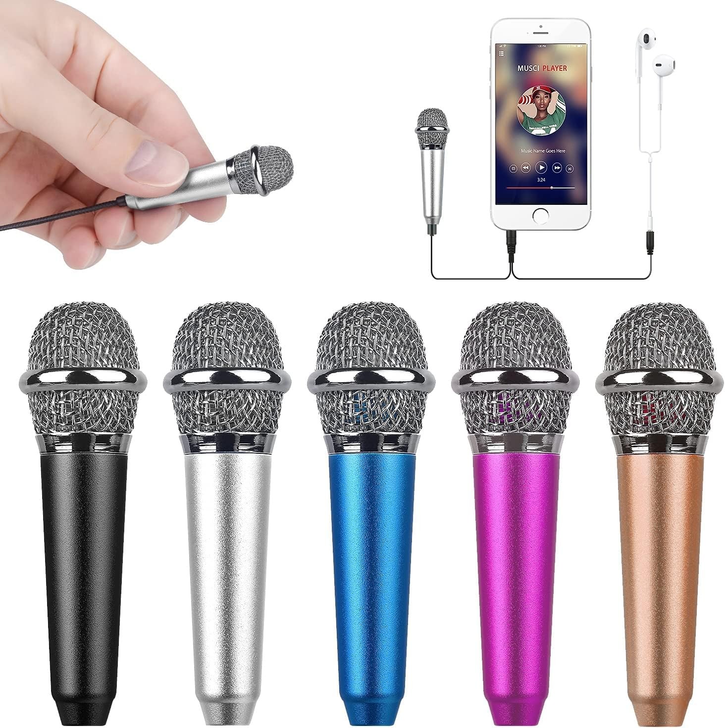 Uniwit Mini Portable Vocal/Instrument Microphone for Voice Video Silver 