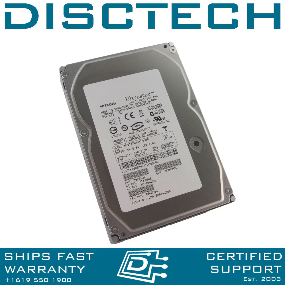 Hitachi Ultrastar 147GB 15K RPM 3.0Gbps Serial SCSI / SAS Hard Drive 0B25132