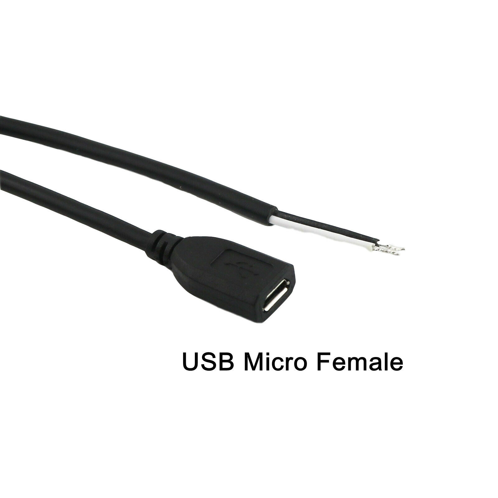 5x Micro USB 5 Pin Female Jack 2 Pin 2 Wire Charge Cable Cord Connectors DIY 1ft