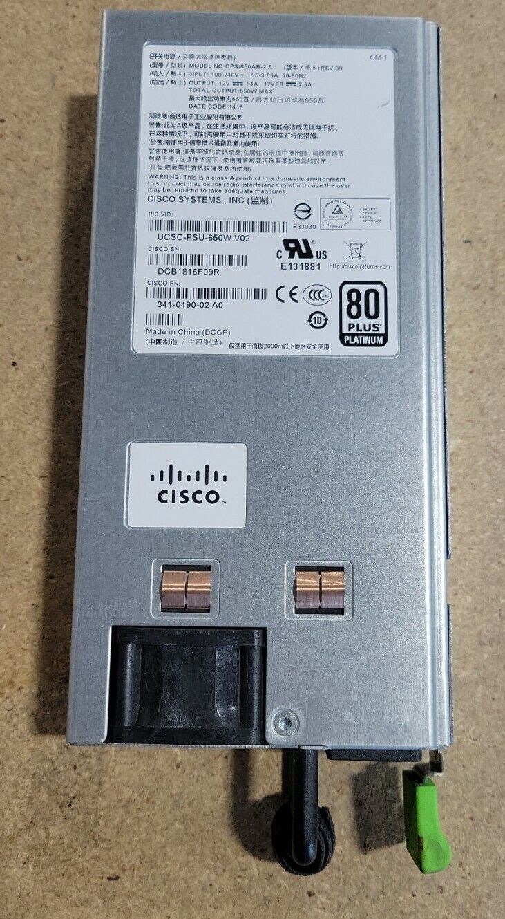 Cisco DPS-650AB-2 80+ Platinum 650 Watt Server Power Supply