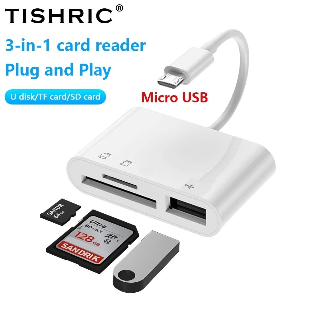 3-in-1 Type C Micro USB SD TF Card Reader Adapter OTG