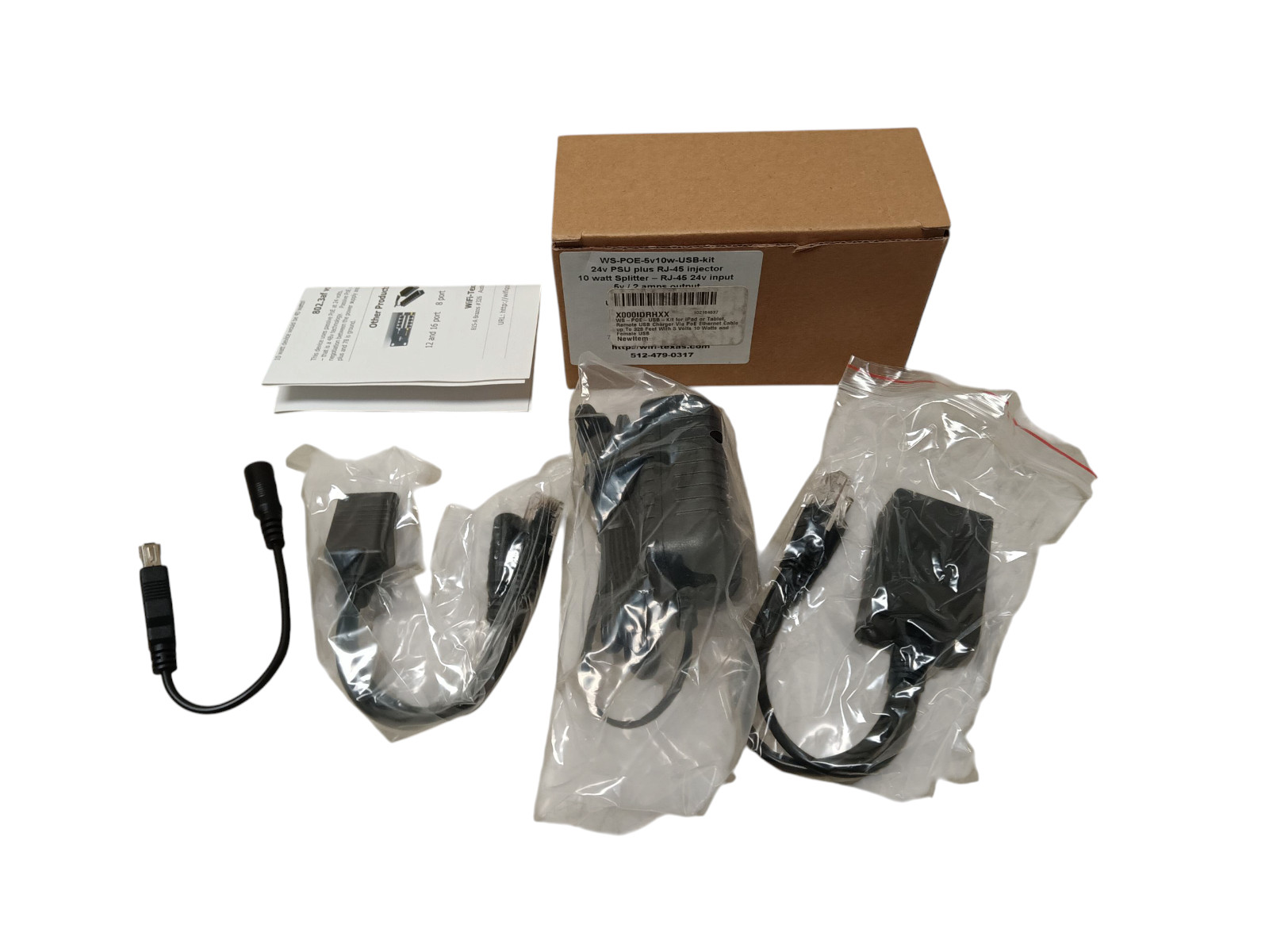PoE-Texas PoE-USB-Kit w/ 5V+2A=10W Output (USB) and 100Mbps Ethernet Connection
