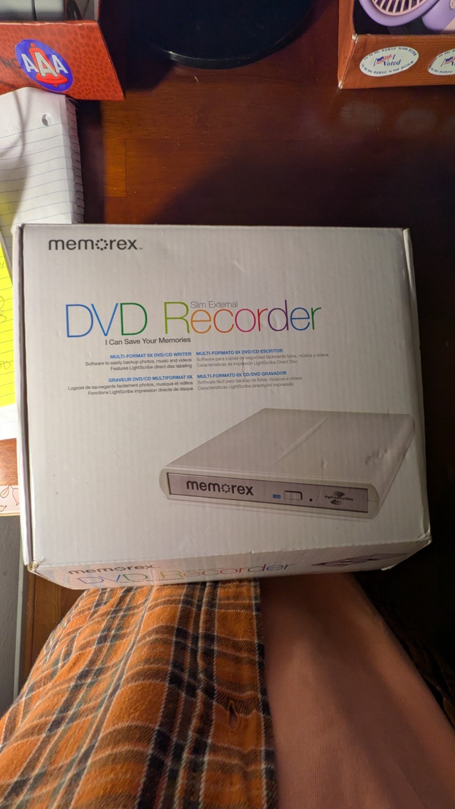 Memorex 8X Slim External USB DVD/CD Recorder Writer LightScribe w Software & Box
