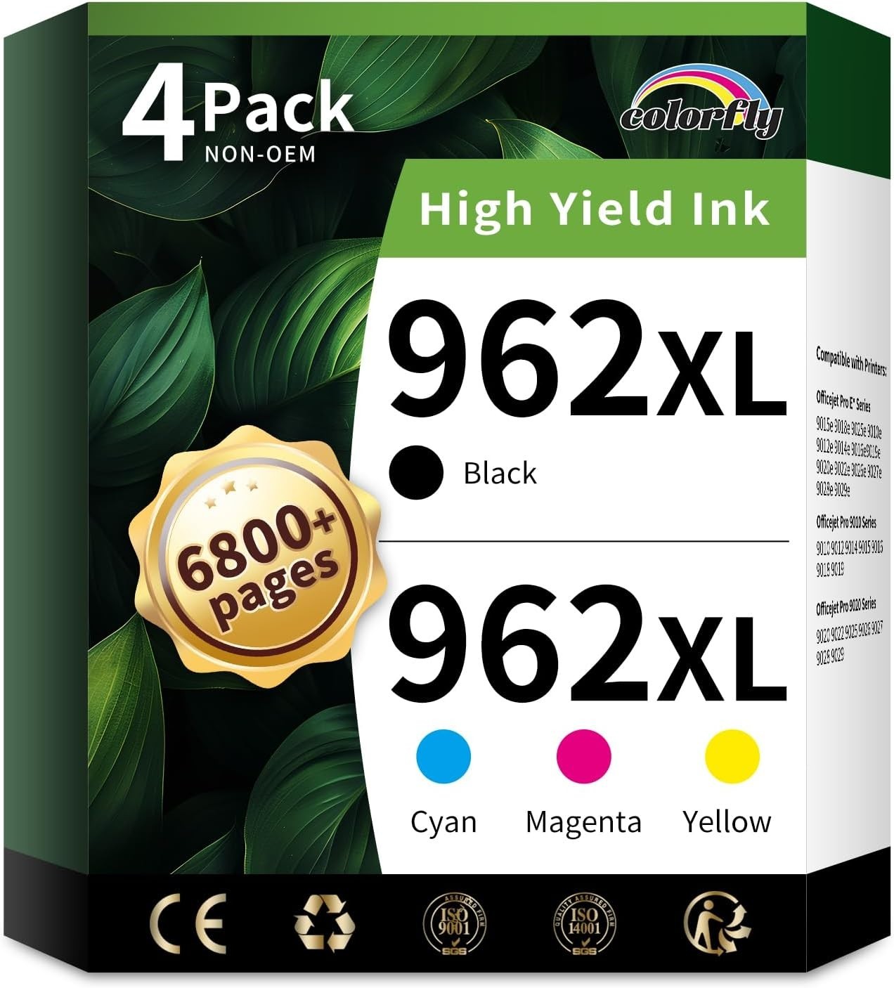 Pack of 4 962XL Ink Cartridges Combo Pack Compatible Replacement for HP 962XL