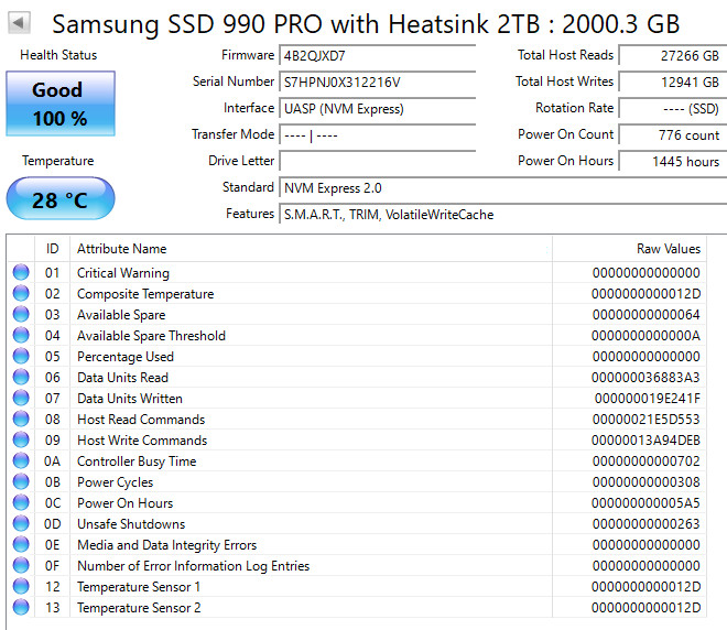 Samsung 990 PRO 2TB M.2 NVMe Internal SSD with Heatsink - Black (MZ-V9P2T0CW)