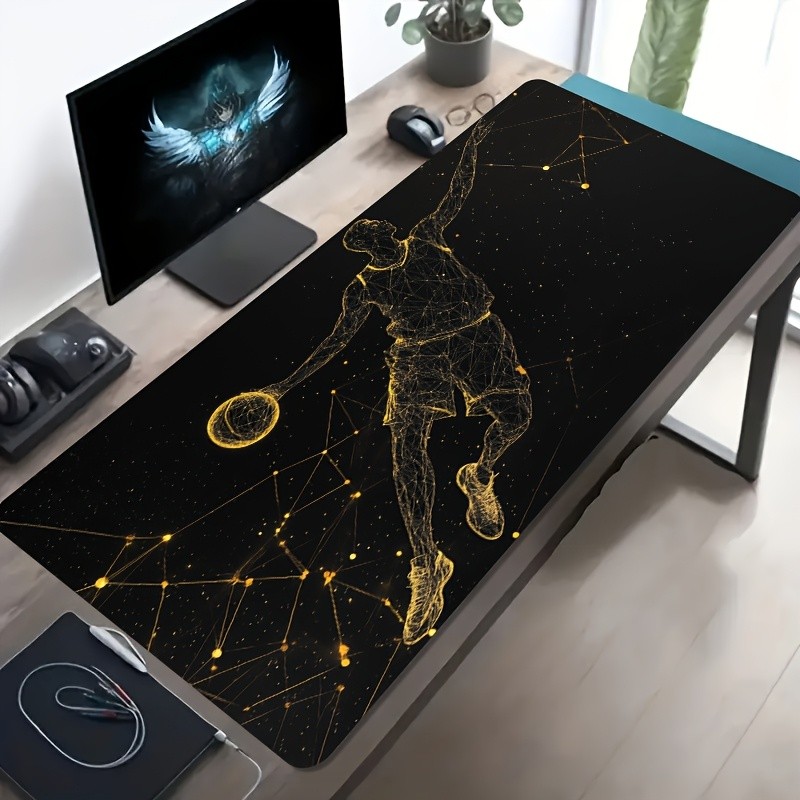 1 Large Electronic Sports Game Mouse Pad, Golden Line Basketball Character Pat