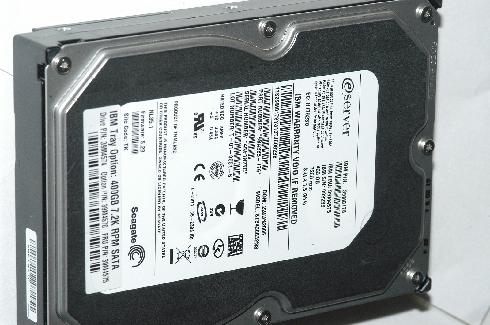 Seagate NL35 400 GB,Internal,7200 RPM,3.5" (ST3400832NS) Hard Drive