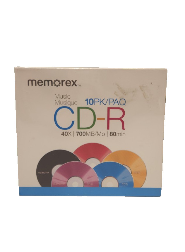 Memorex Music CD-R 10 Pack 40X 700MB 80 Min Blank Discs Sealed Vintage