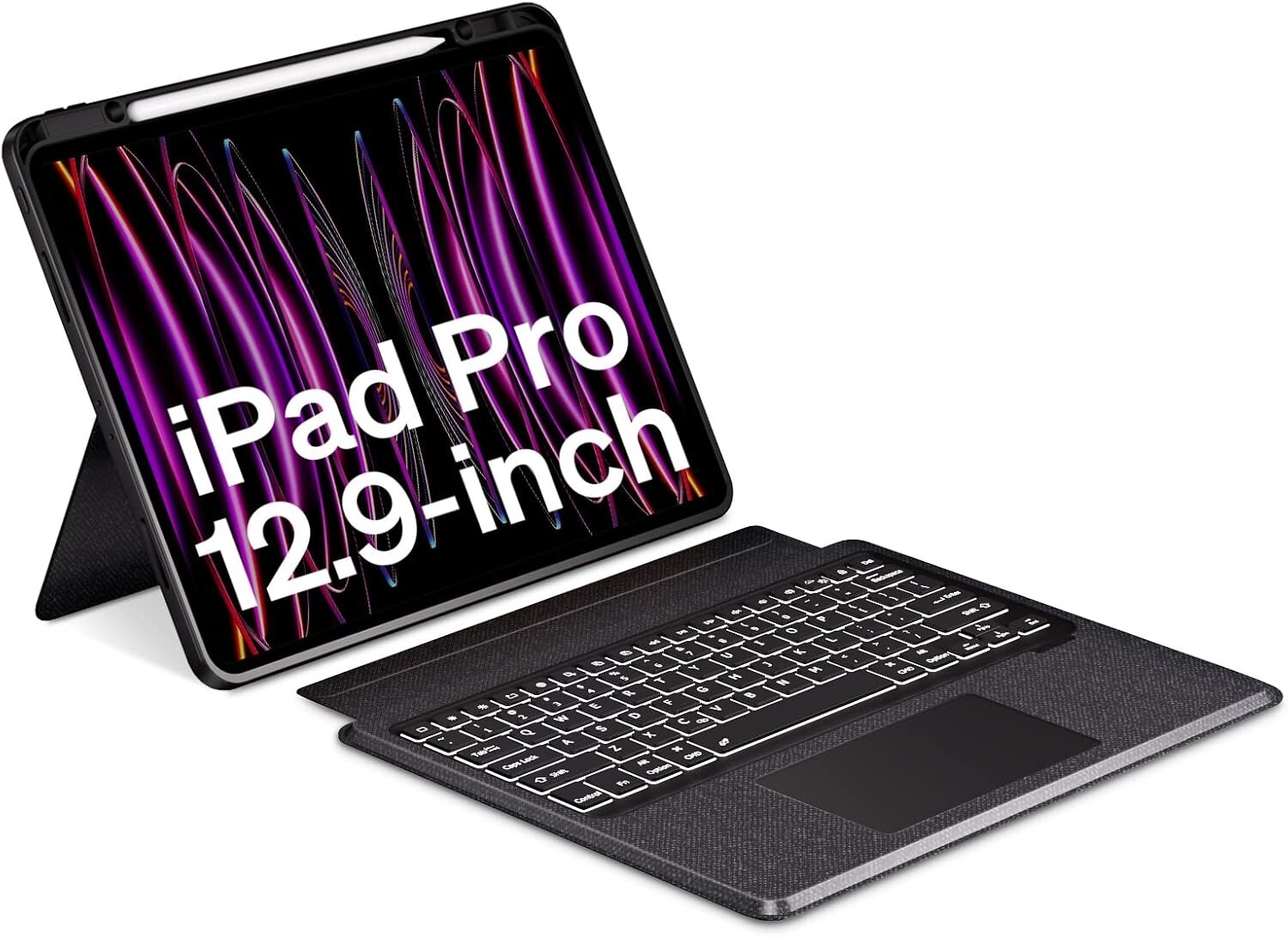 Black iPad Keyboard Folio Compatible For iPad Pro 12.9 Inch