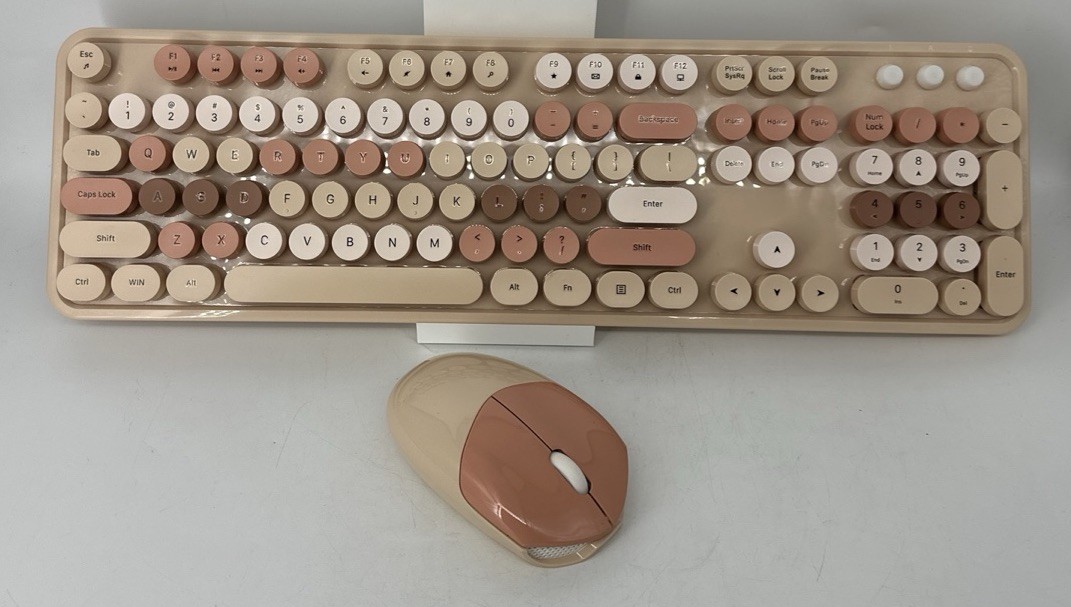 MOFii Retro Round Key Wireless Keyboard and Mouse Combo New Open Box