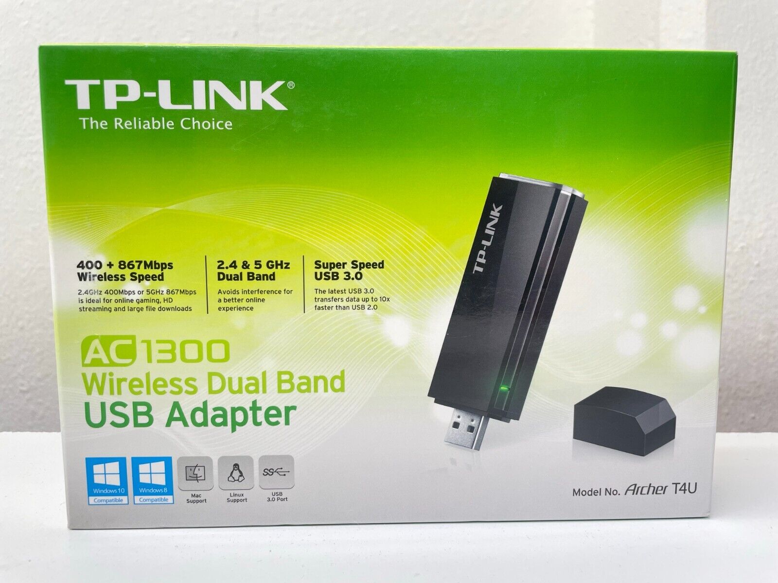 TP-LINK Archer T4U AC1300 Dual Band USB Adapter  USB 3.0 (Pre-Owned )