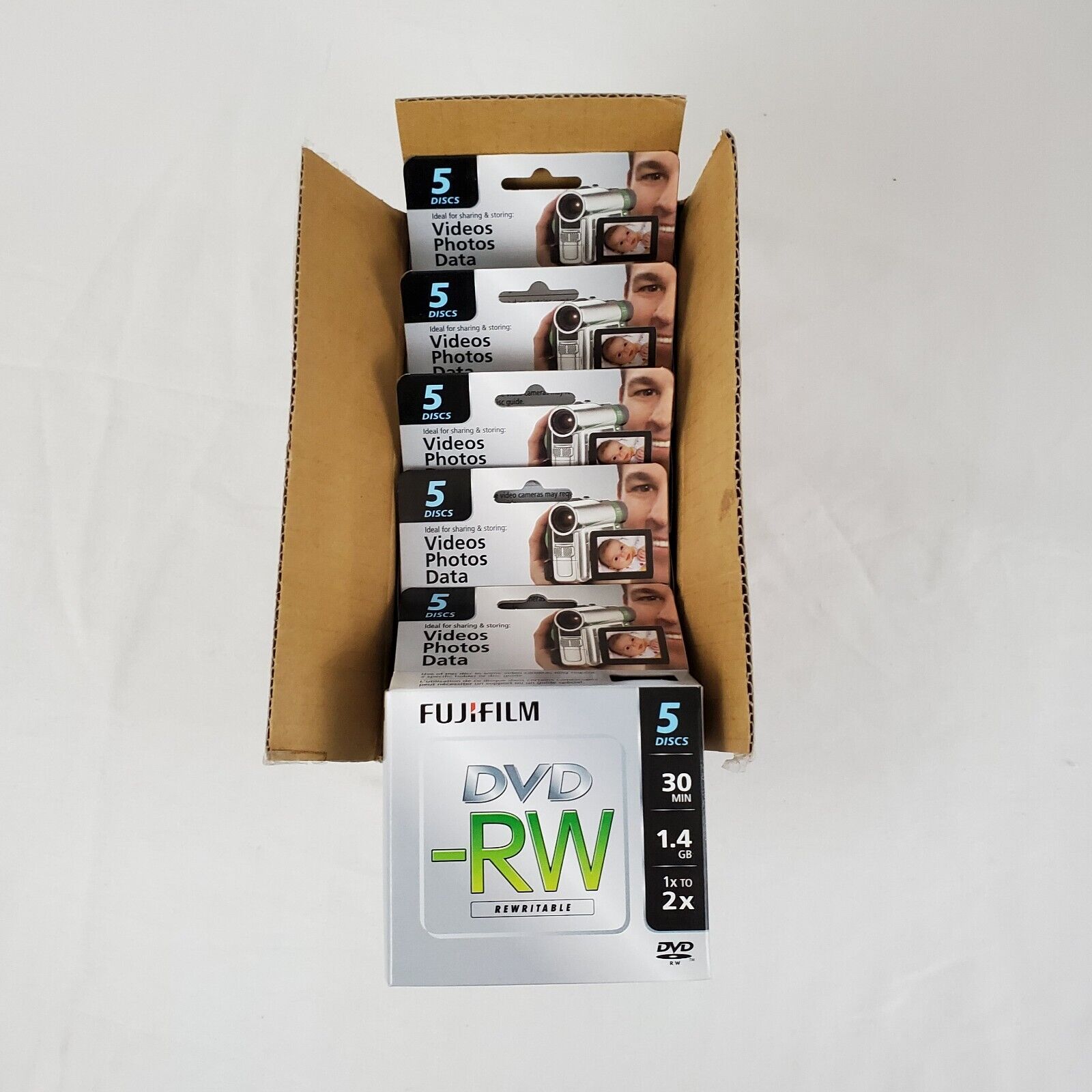 25 Fujifilm DVD-RW 80mm 1.4-GB 30 Min 4X Camcorder Video Photo Data 1 Case 5x5pk